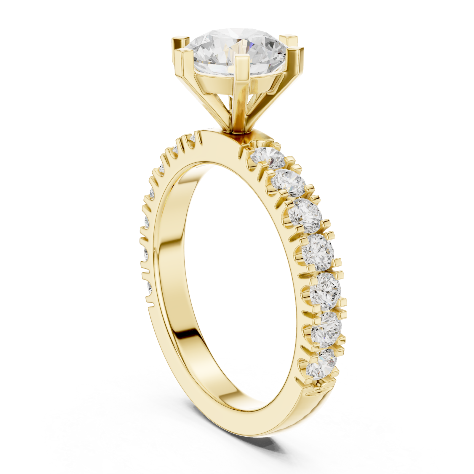  Gold Pure Embrace Solitaire Statement Band Ring Left View