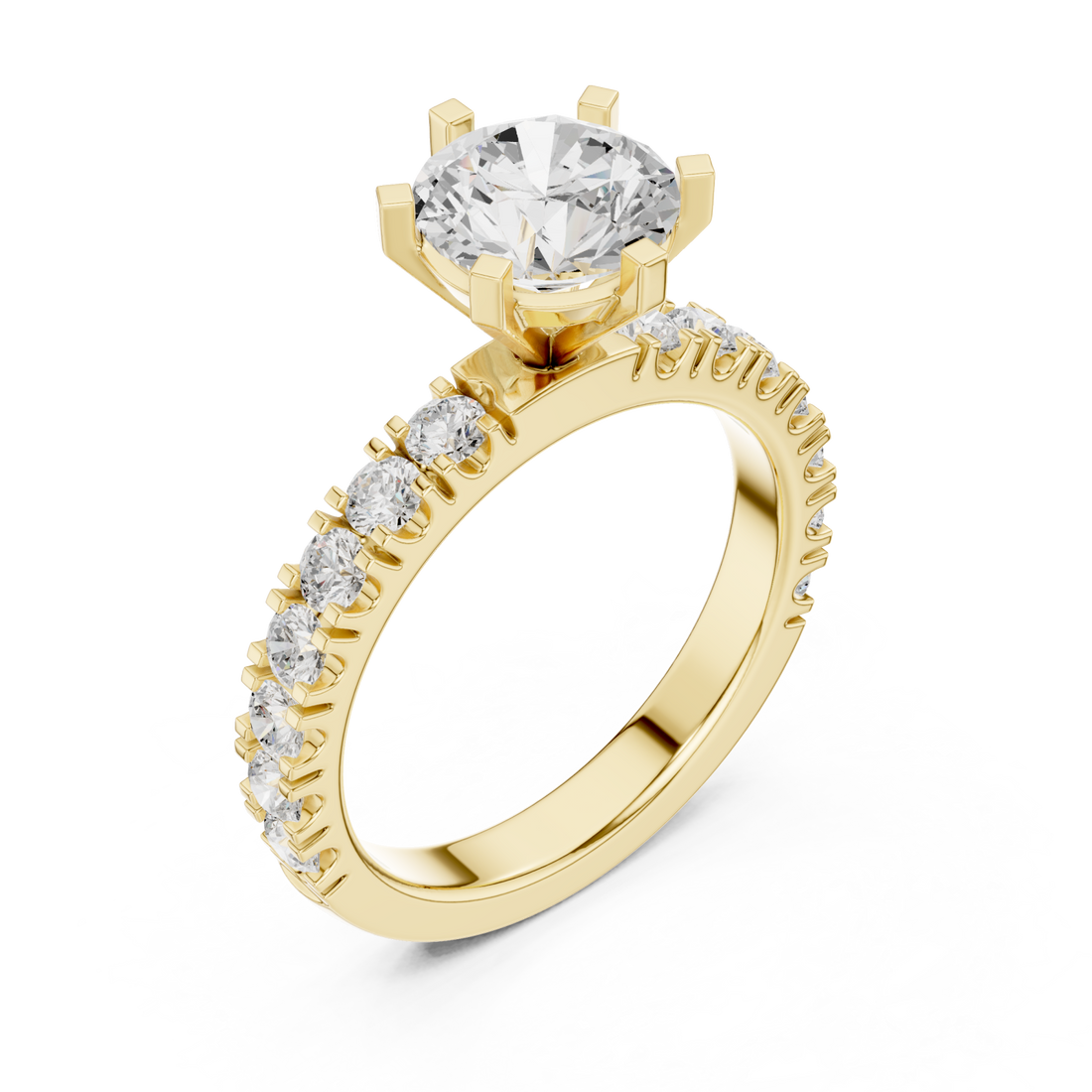 Gold Pure Embrace Solitaire Statement Band Ring Right View