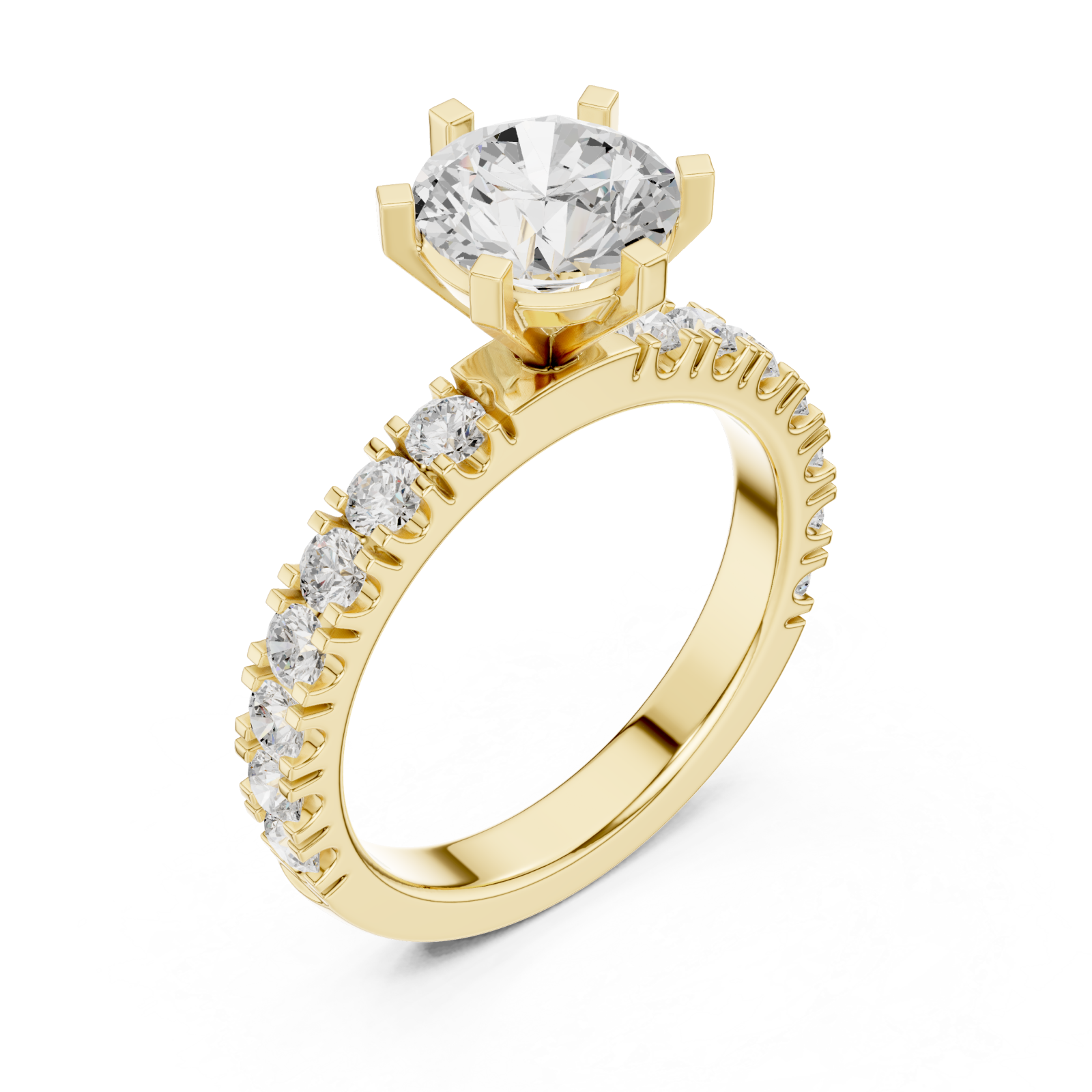 Gold Pure Embrace Solitaire Statement Band Ring Right View