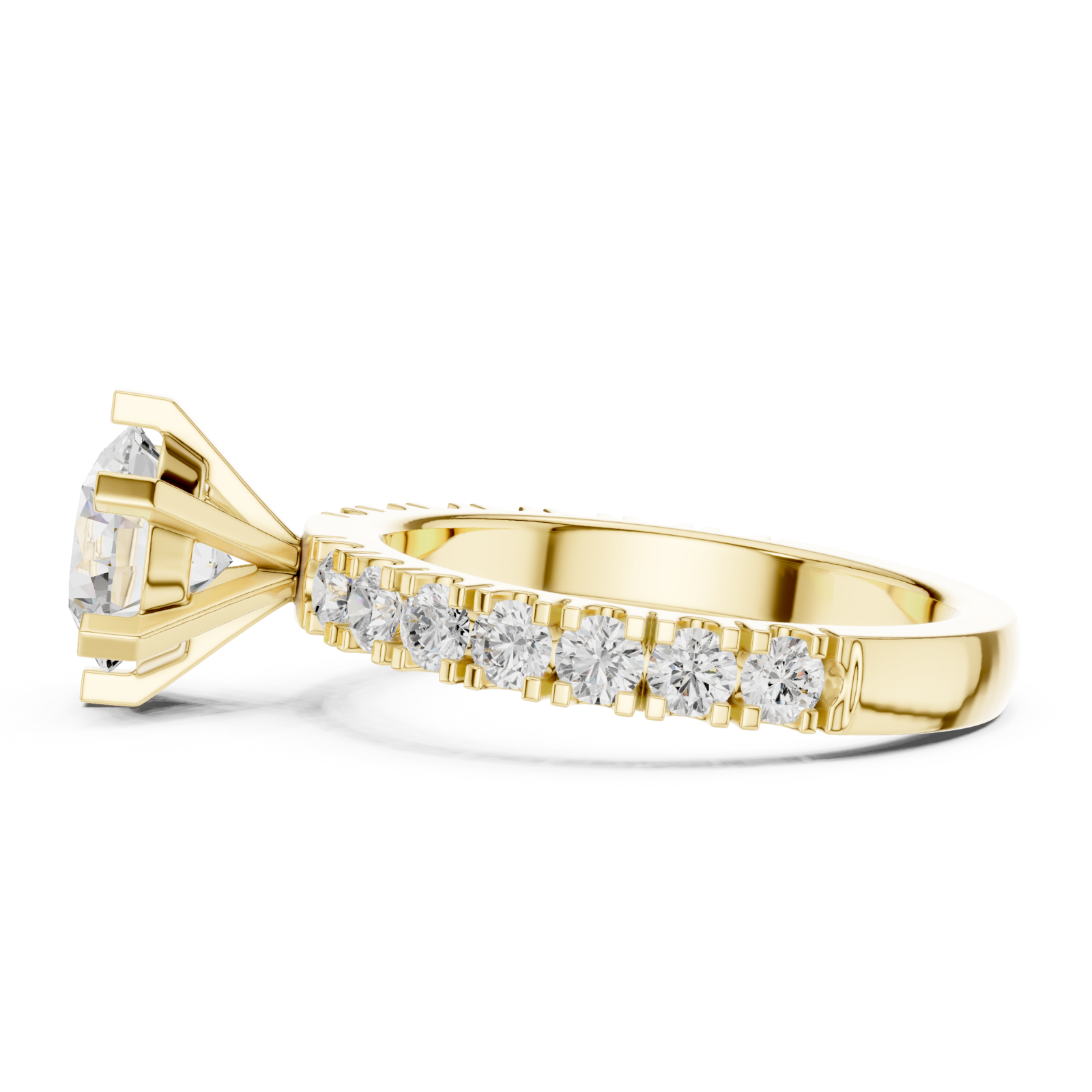  Gold Pure Embrace Solitaire Statement Band Ring Side View