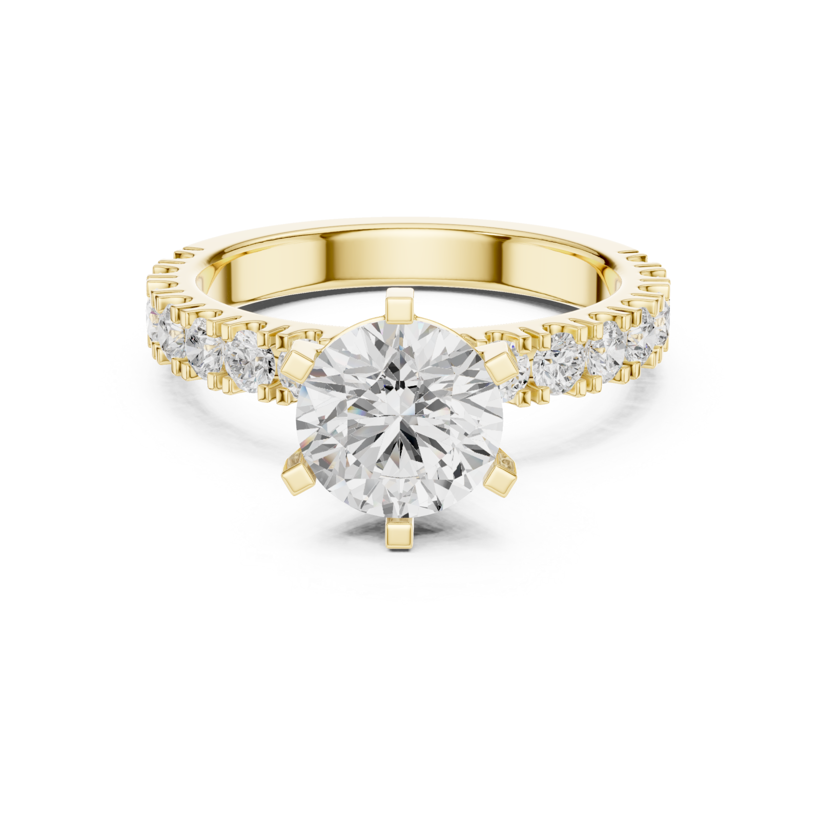  Gold Pure Embrace Solitaire Statement Band Ring Front View