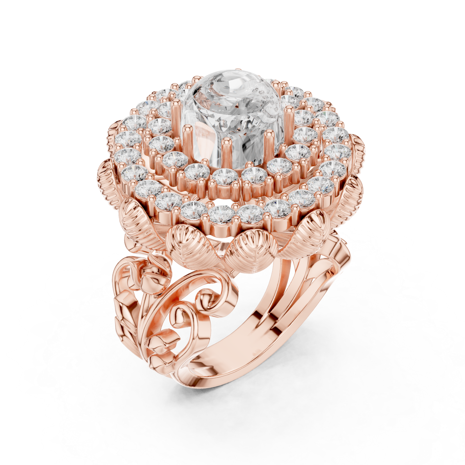  Rose Gold Royal Bloom Embrace Ring Right View