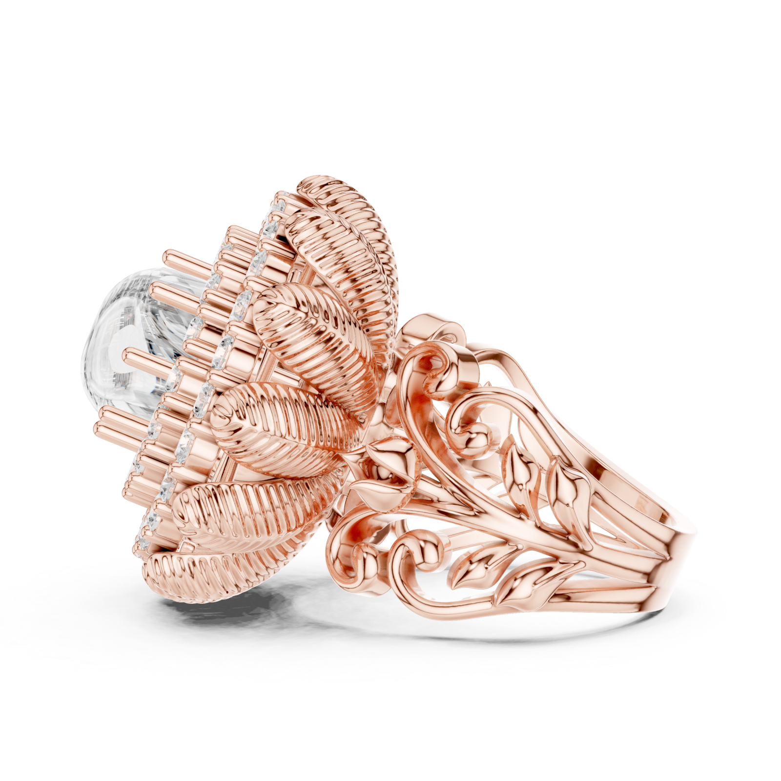  Rose Gold Royal Bloom Embrace Ring Side View