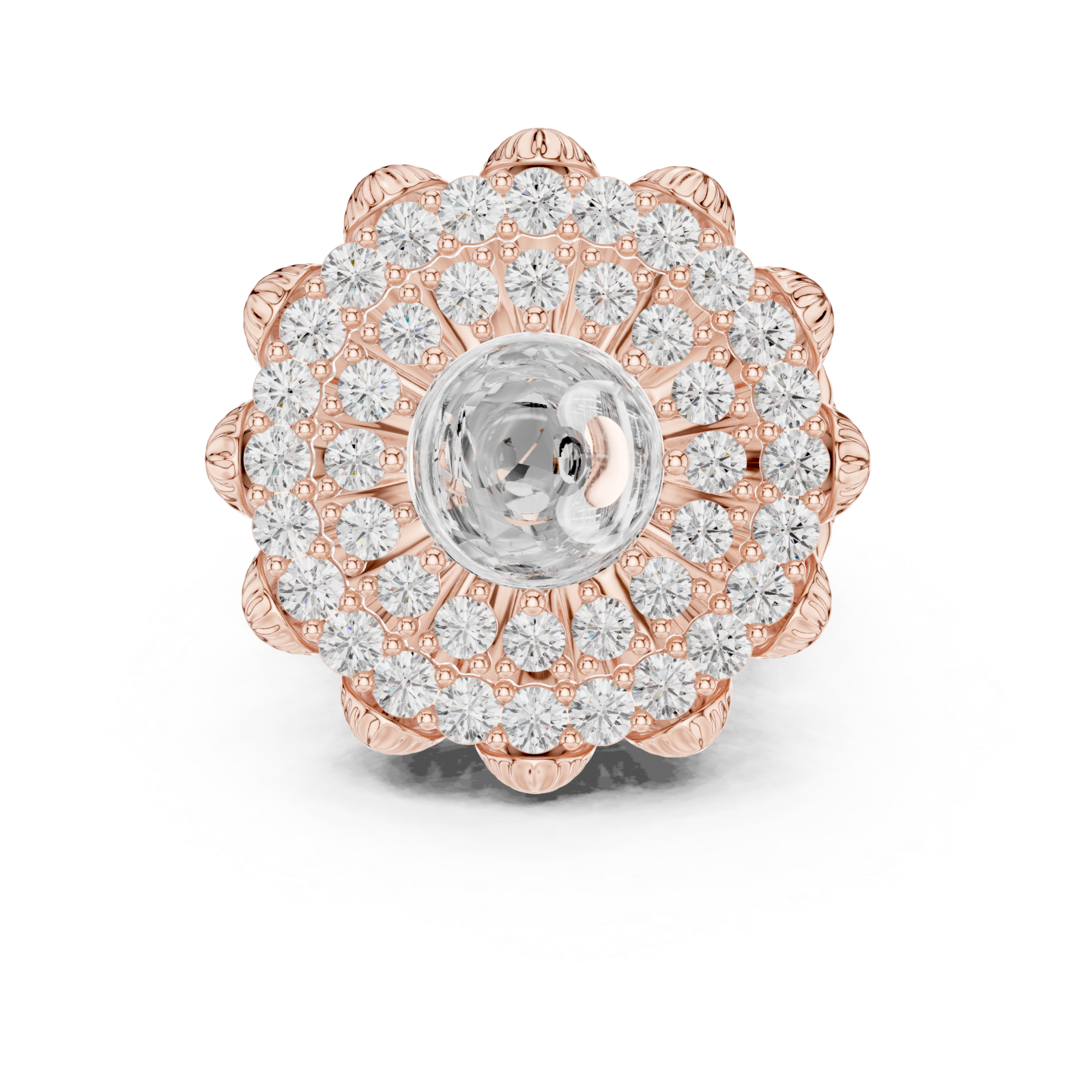  Rose Gold Royal Bloom Embrace Ring Front View