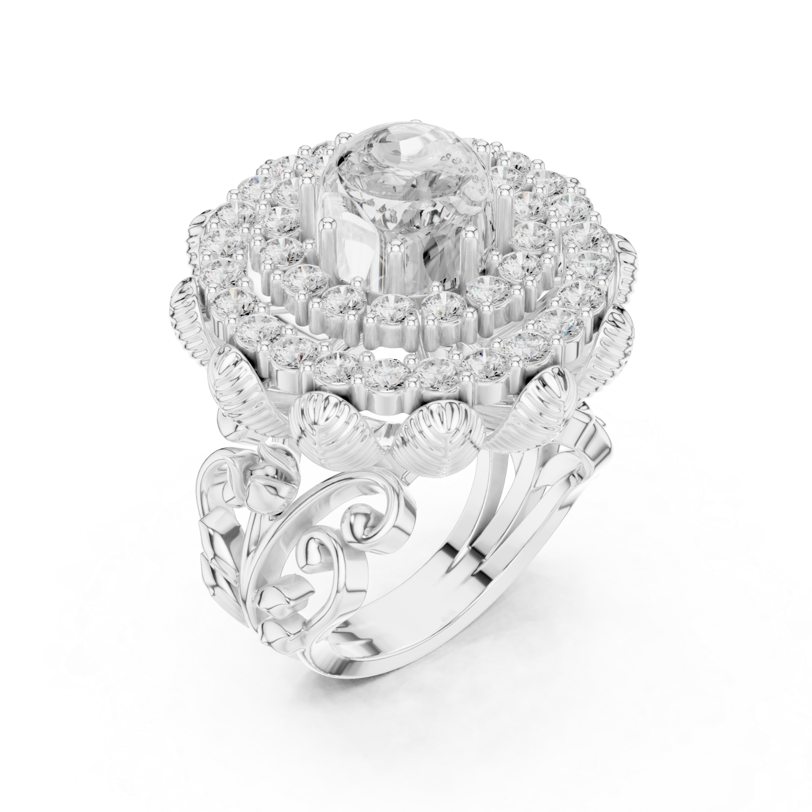  White Gold Royal Bloom Embrace Ring Right View