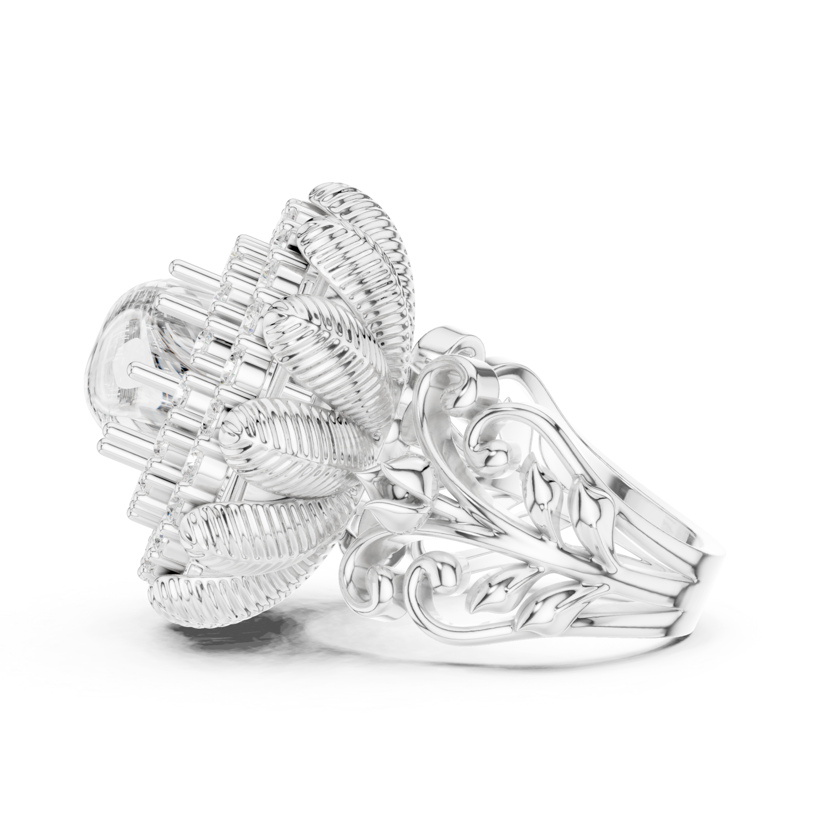  White Gold Royal Bloom Embrace Ring Side View