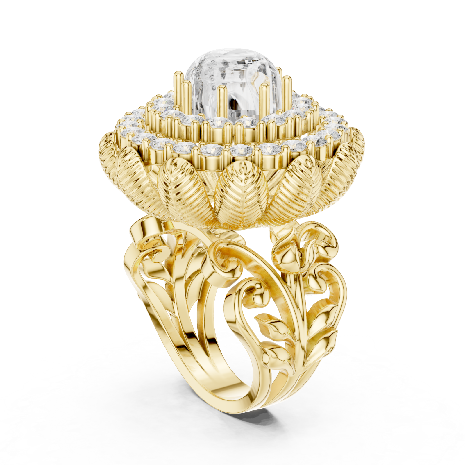  Gold Royal Bloom Embrace Ring Left View