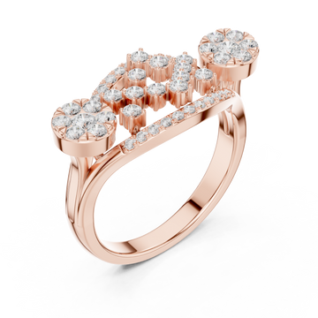  Rose Gold Lustrous Petal Mosaic Band Ring Right View
