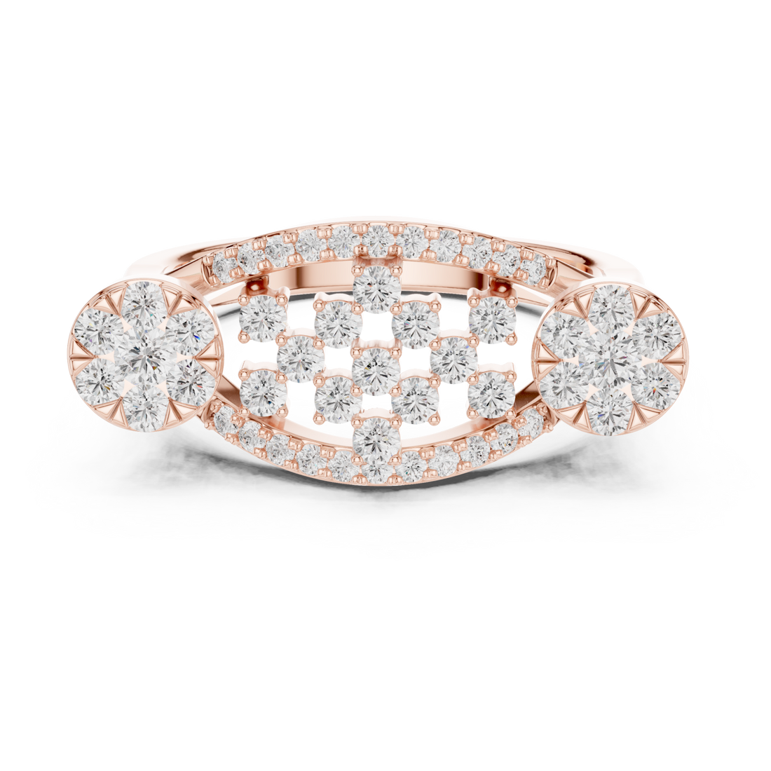  Rose Gold Lustrous Petal Mosaic Band Ring Right View
