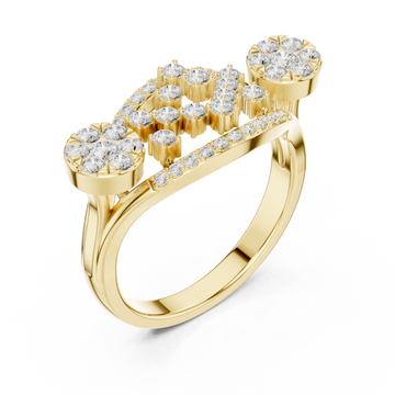 Gold Lustrous Petal Mosaic Band Ring Right View