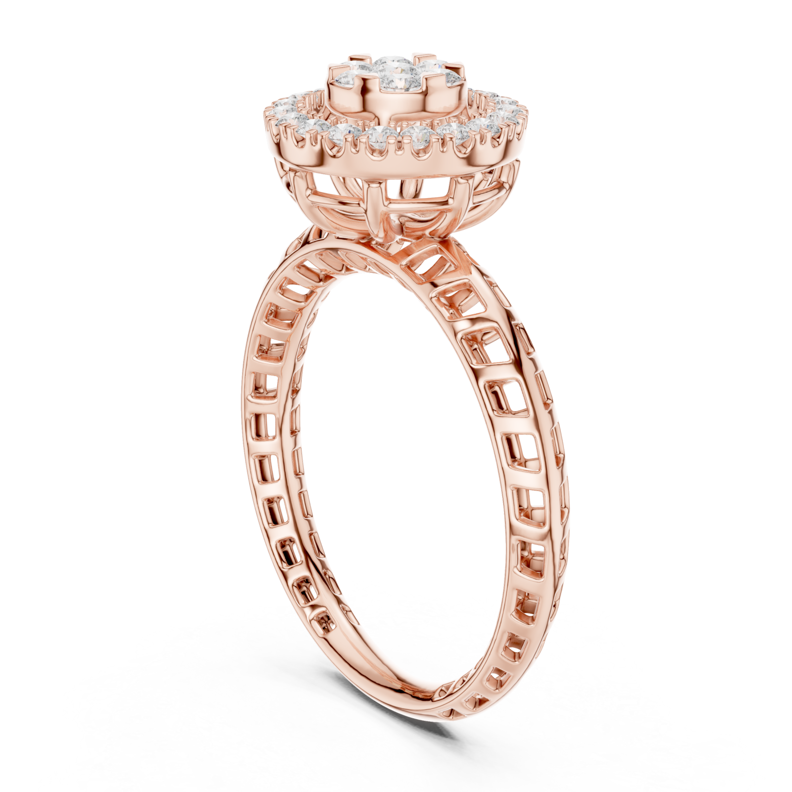  Rose Gold Luminous Halo Blossom Ring Left View