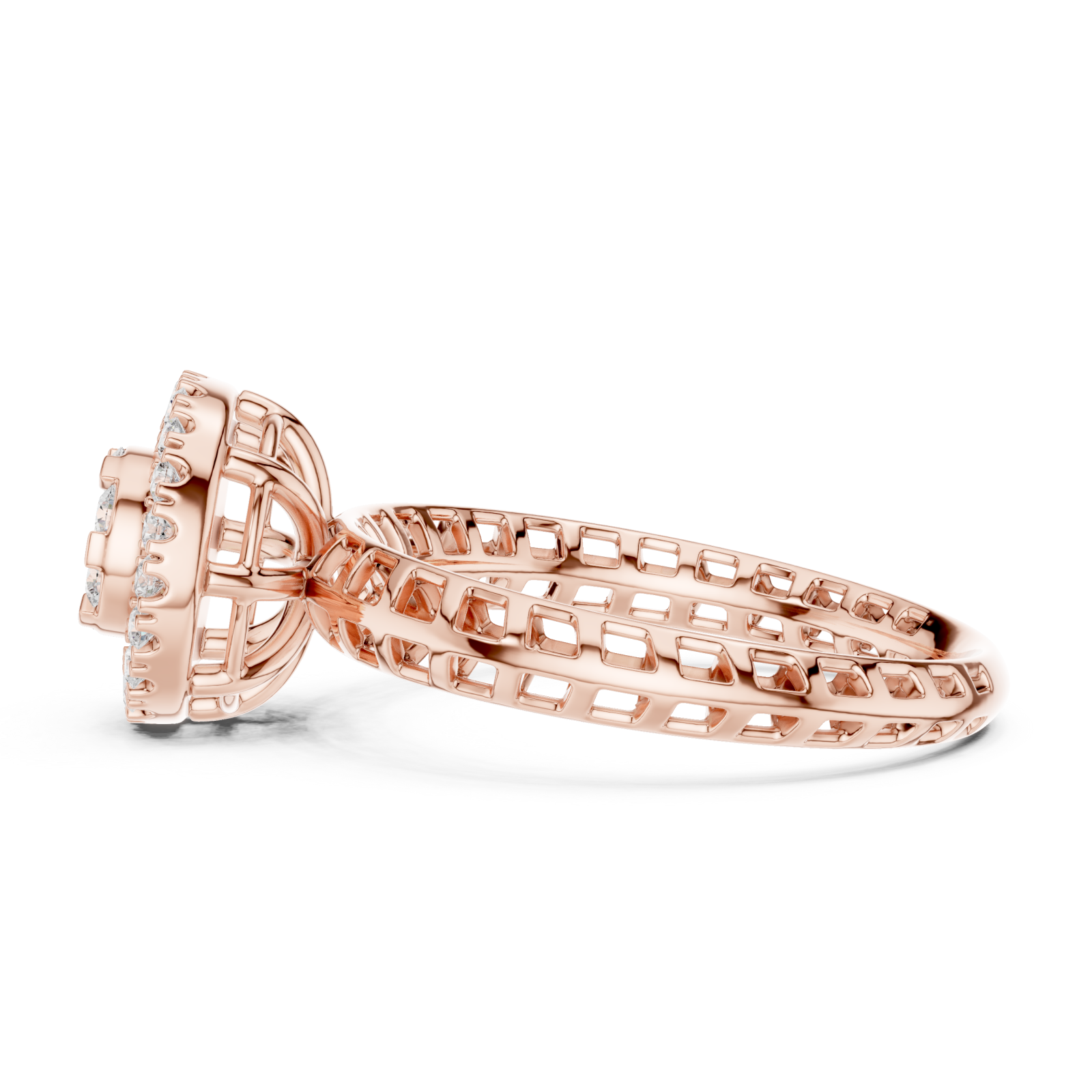  Rose Gold Luminous Halo Blossom Ring Side View