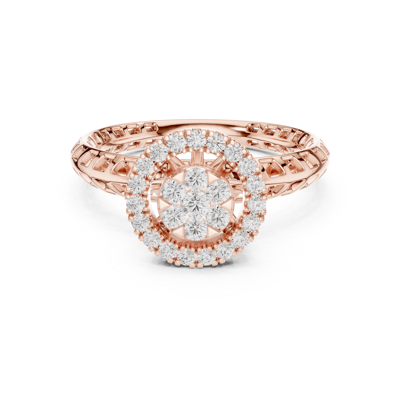  Rose Gold Luminous Halo Blossom Ring Front View