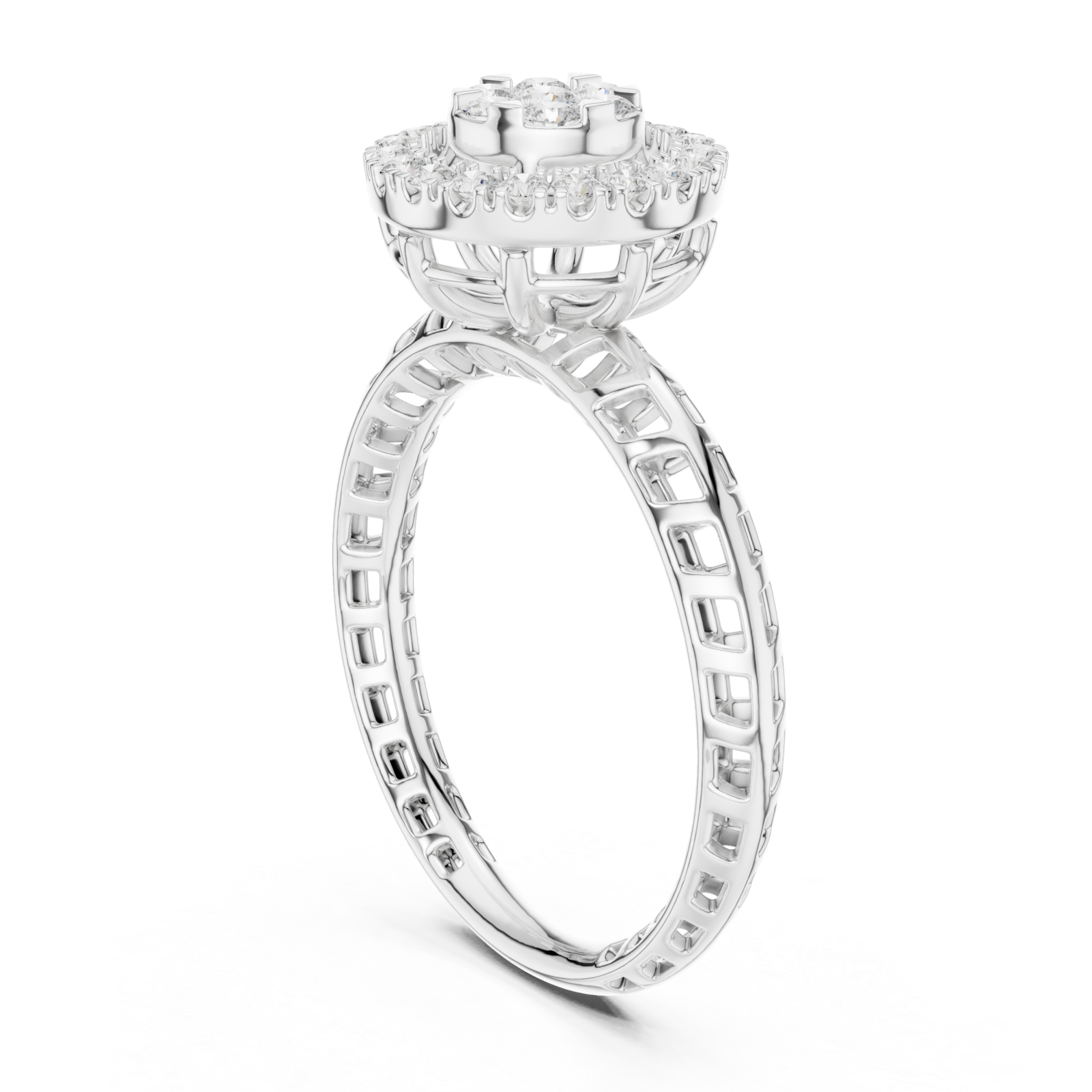  White Gold Luminous Halo Blossom Ring Left View