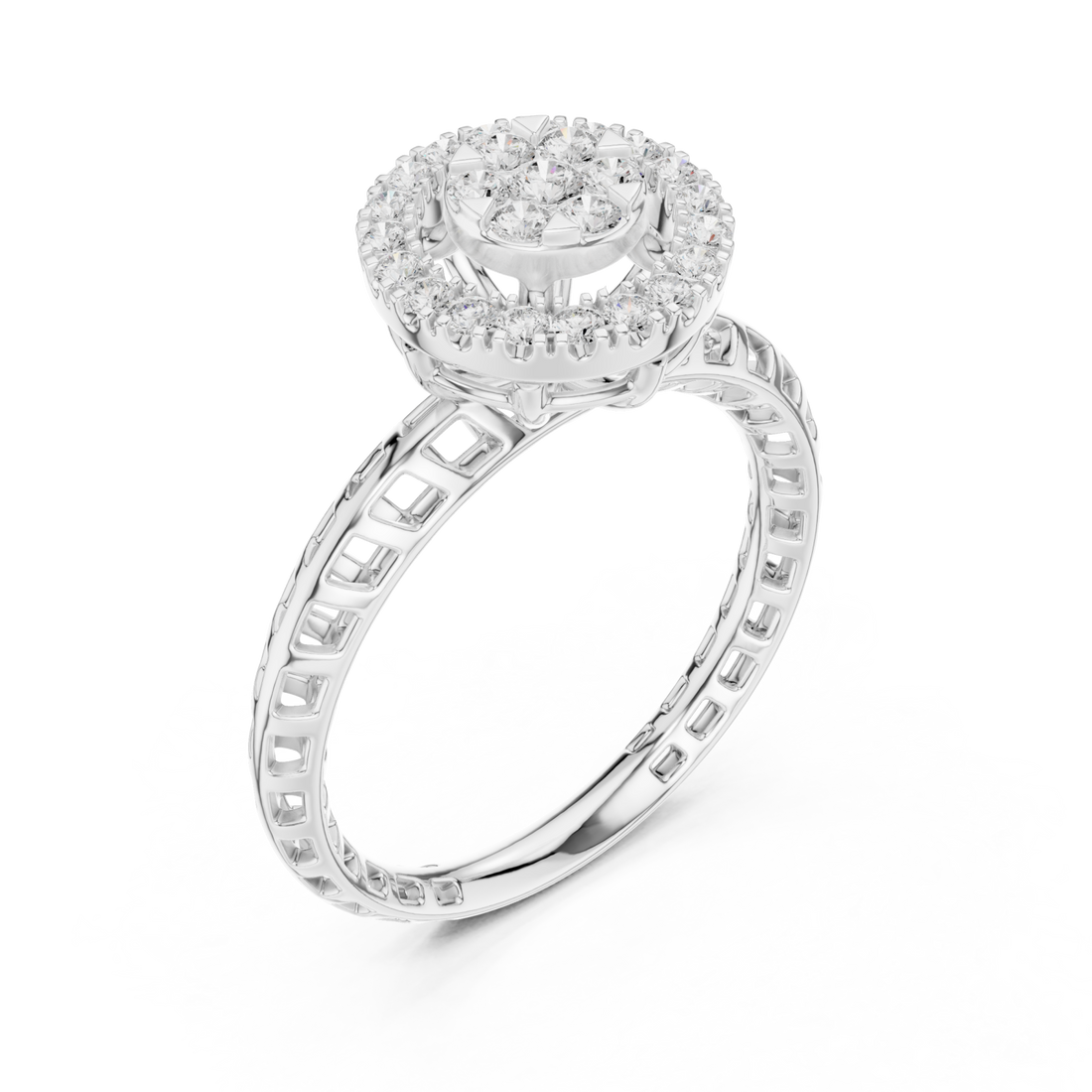  White Gold Luminous Halo Blossom Ring Right View