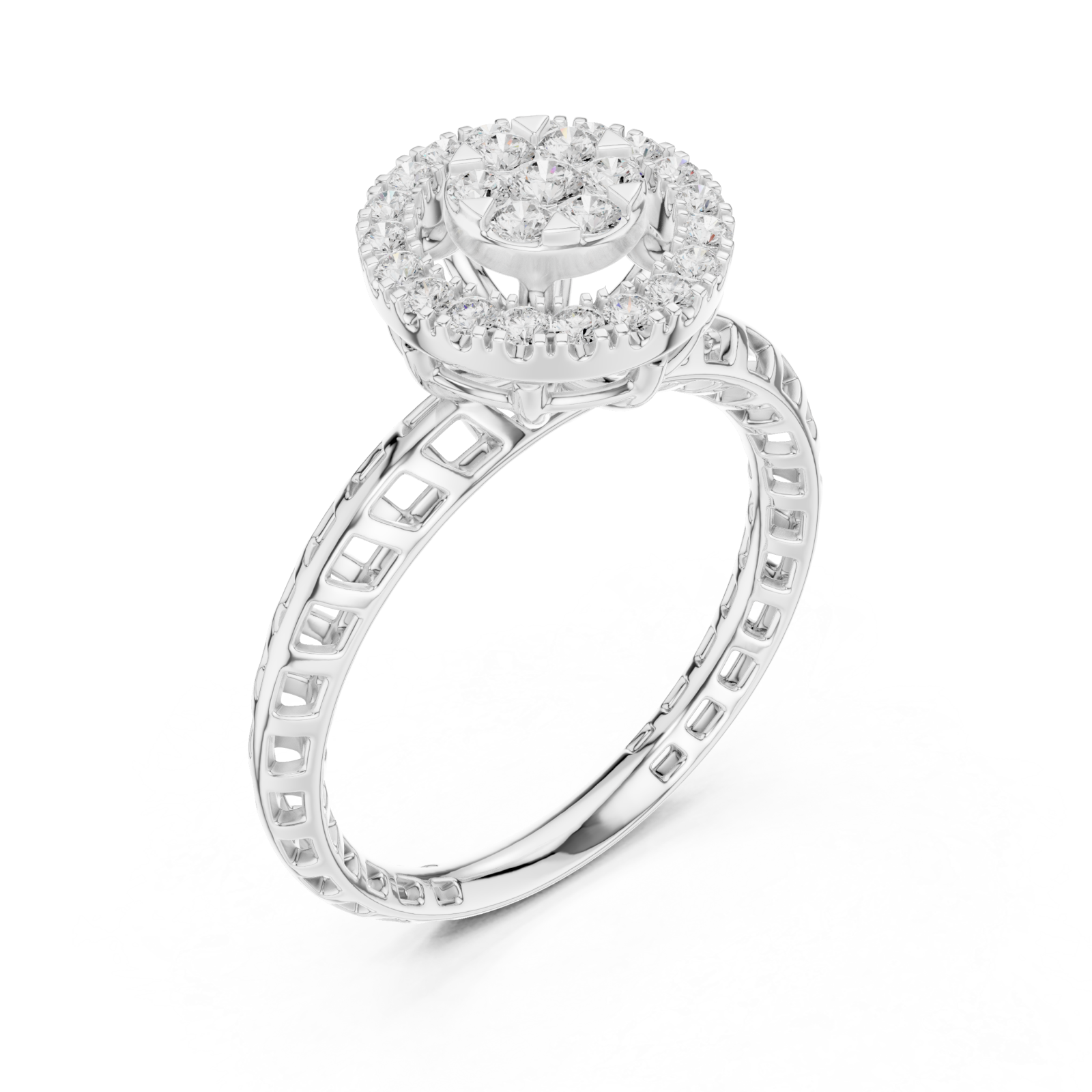  White Gold Luminous Halo Blossom Ring Right View