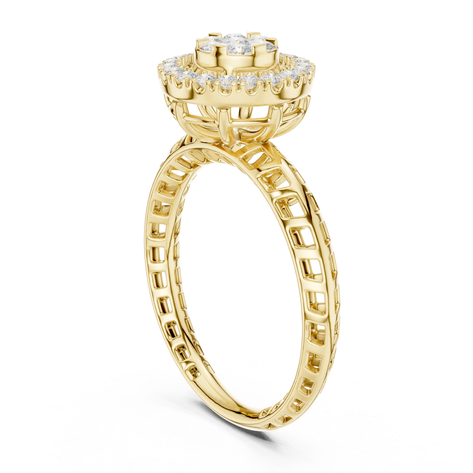  Gold Luminous Halo Blossom Ring Left View