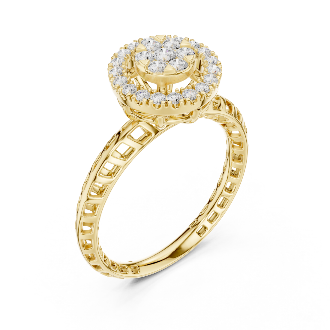 Gold Luminous Halo Blossom Ring Right View