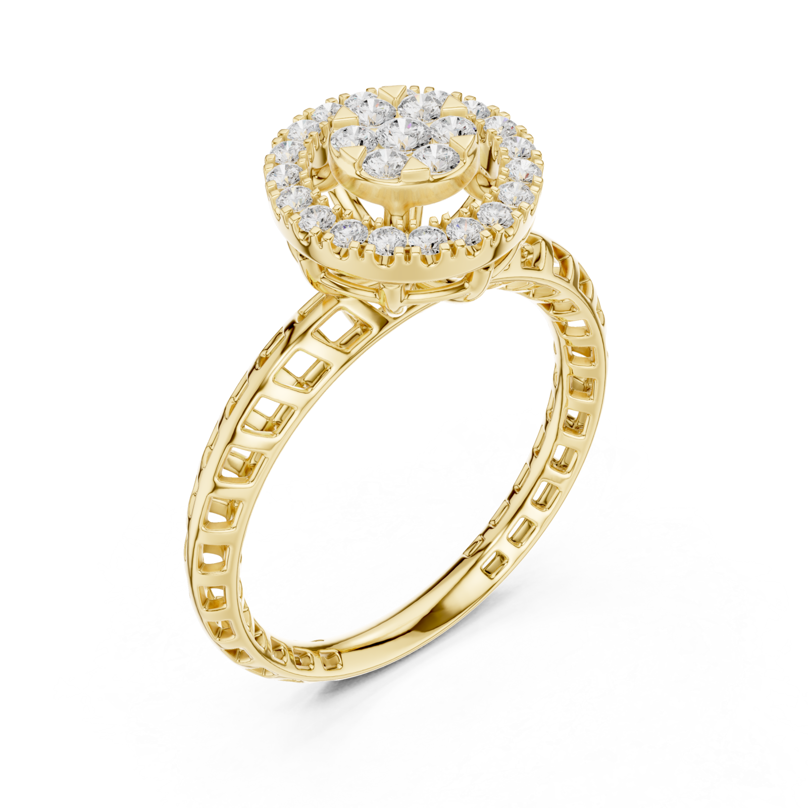 Gold Luminous Halo Blossom Ring Right View