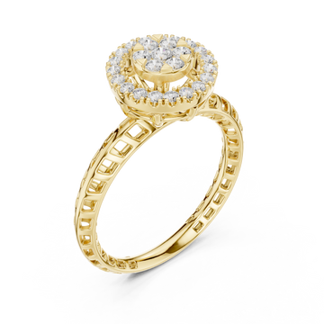 Gold Luminous Halo Blossom Ring Right View