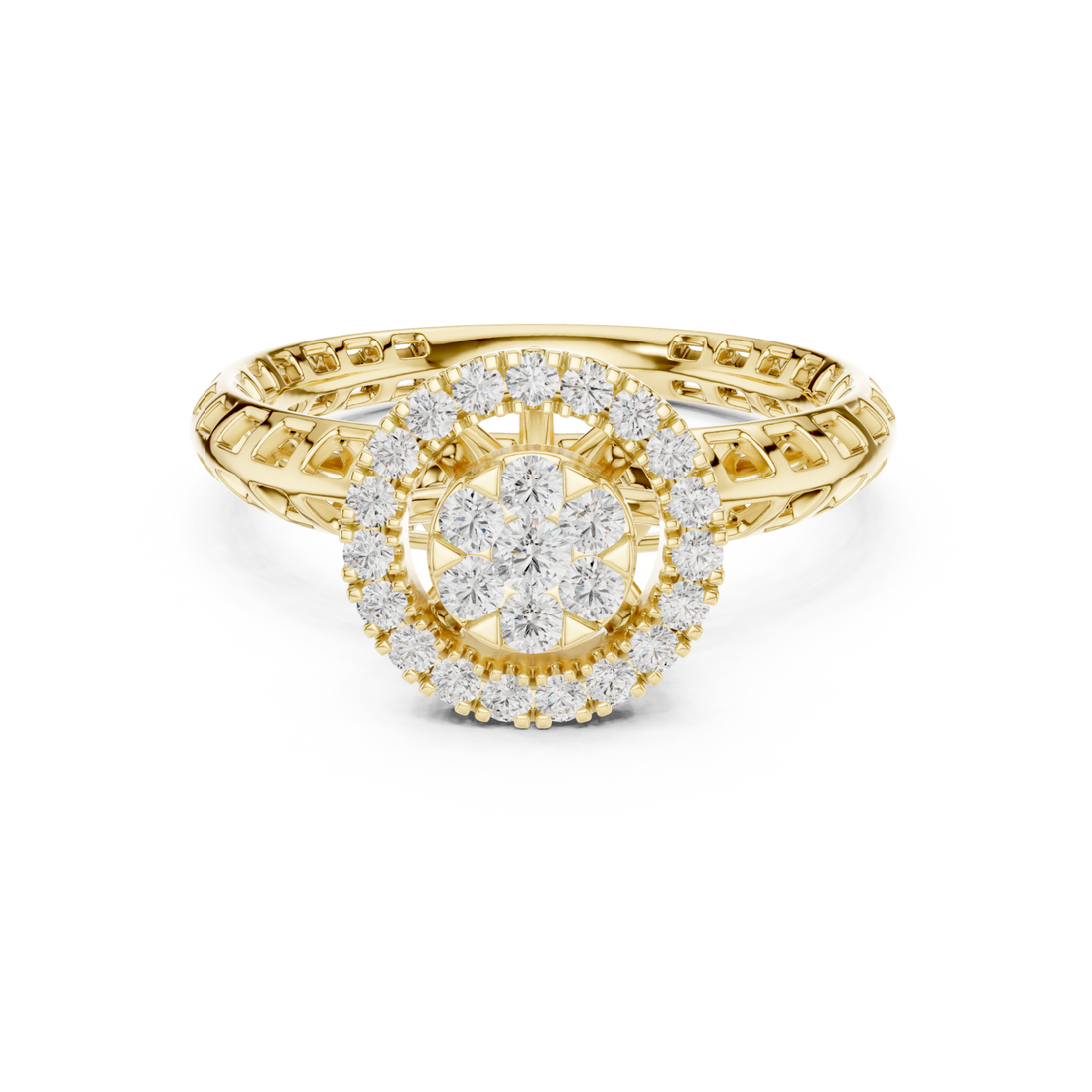 Gold Luminous Halo Blossom Ring Right View