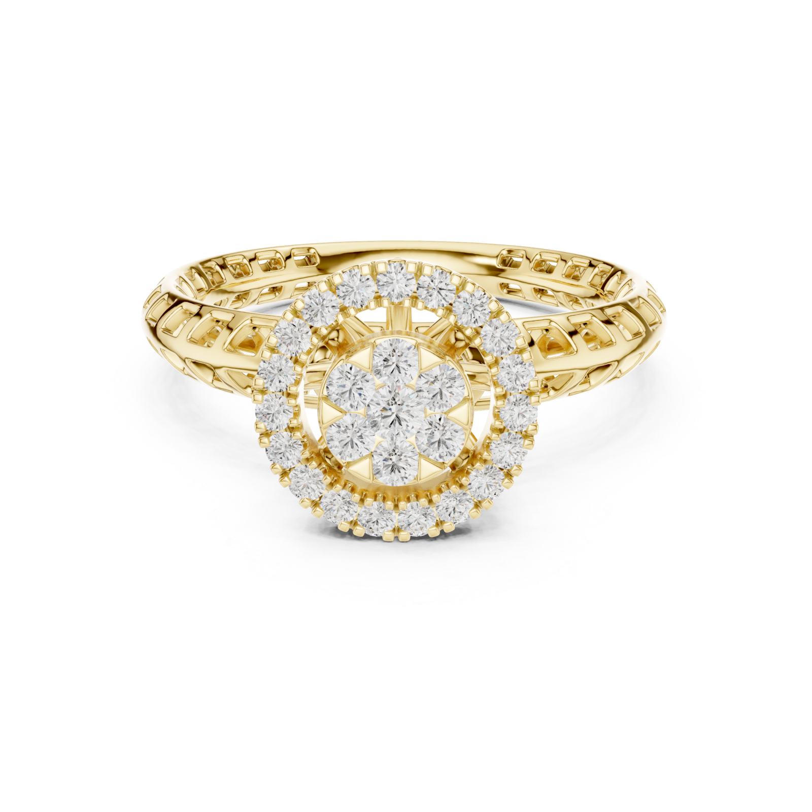  Gold Luminous Halo Blossom Ring Front View