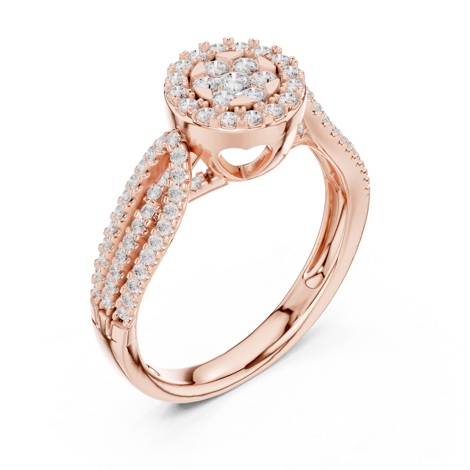  Rose Gold Enchanting Blossom Halo Ring Right View