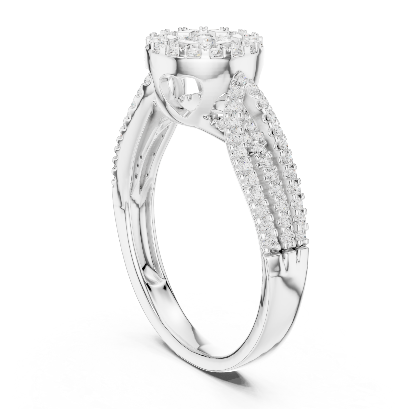  White Gold Enchanting Blossom Halo Ring Left View