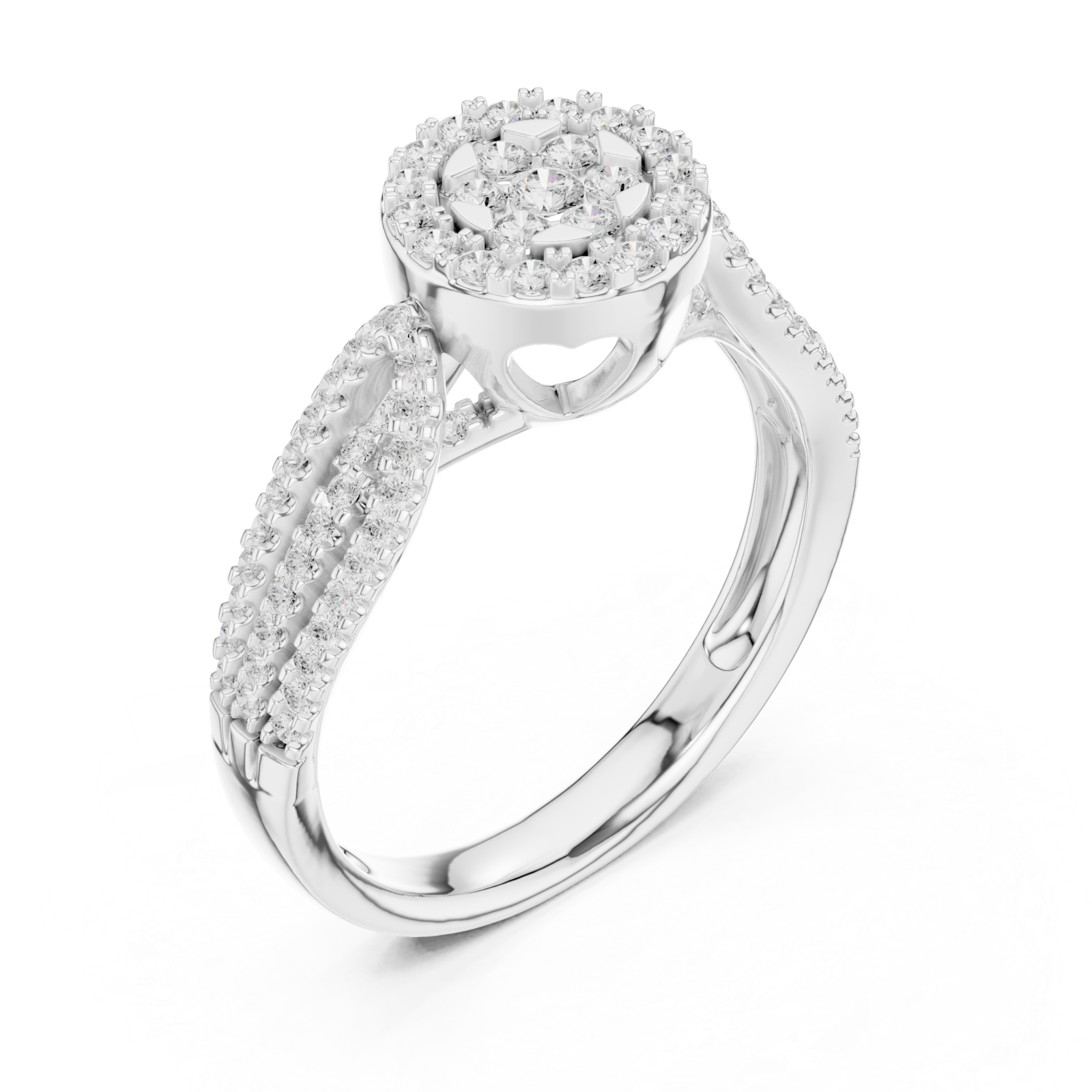  White Gold Enchanting Blossom Halo Ring Right View