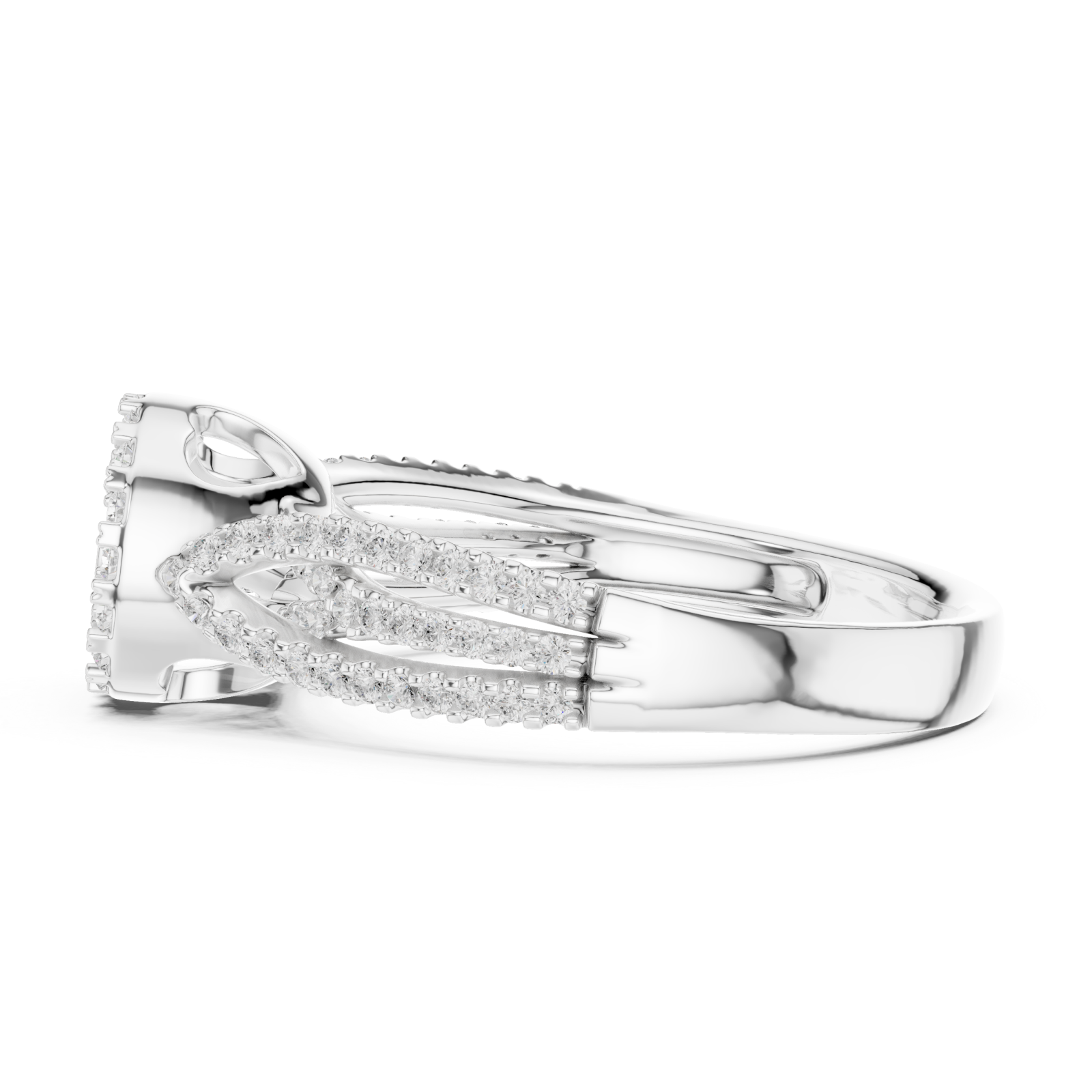  White Gold Enchanting Blossom Halo Ring Side View