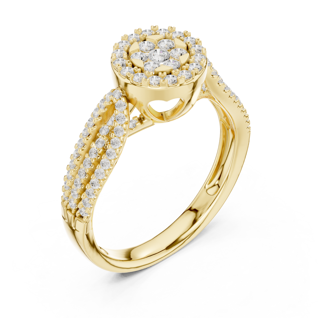 Gold Enchanting Blossom Halo Ring Right View