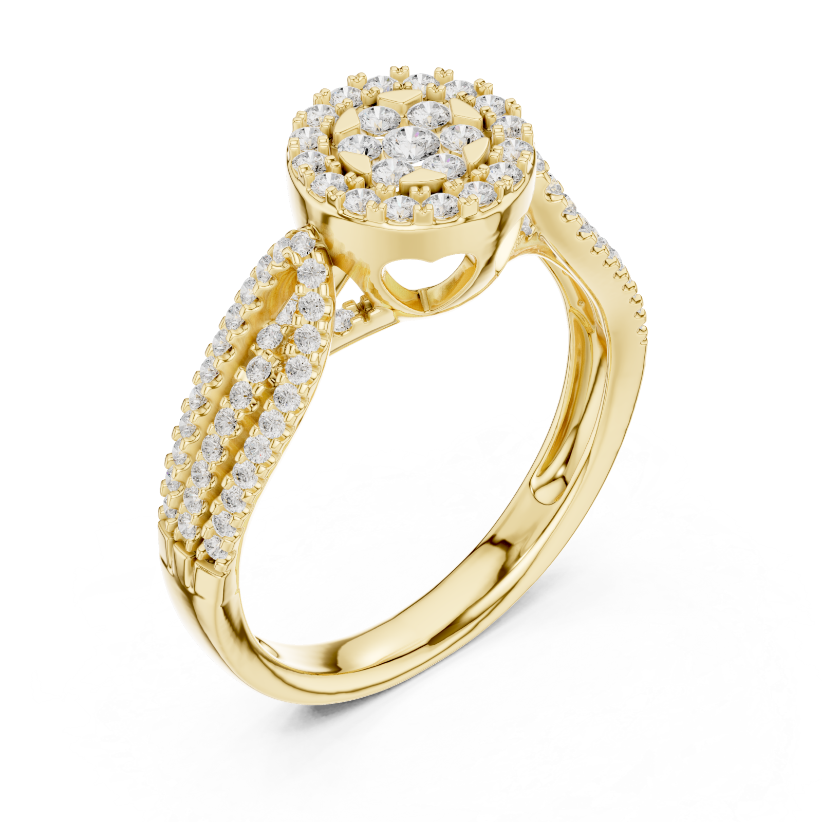Gold Enchanting Blossom Halo Ring Right View