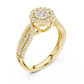Gold Enchanting Blossom Halo Ring Right View