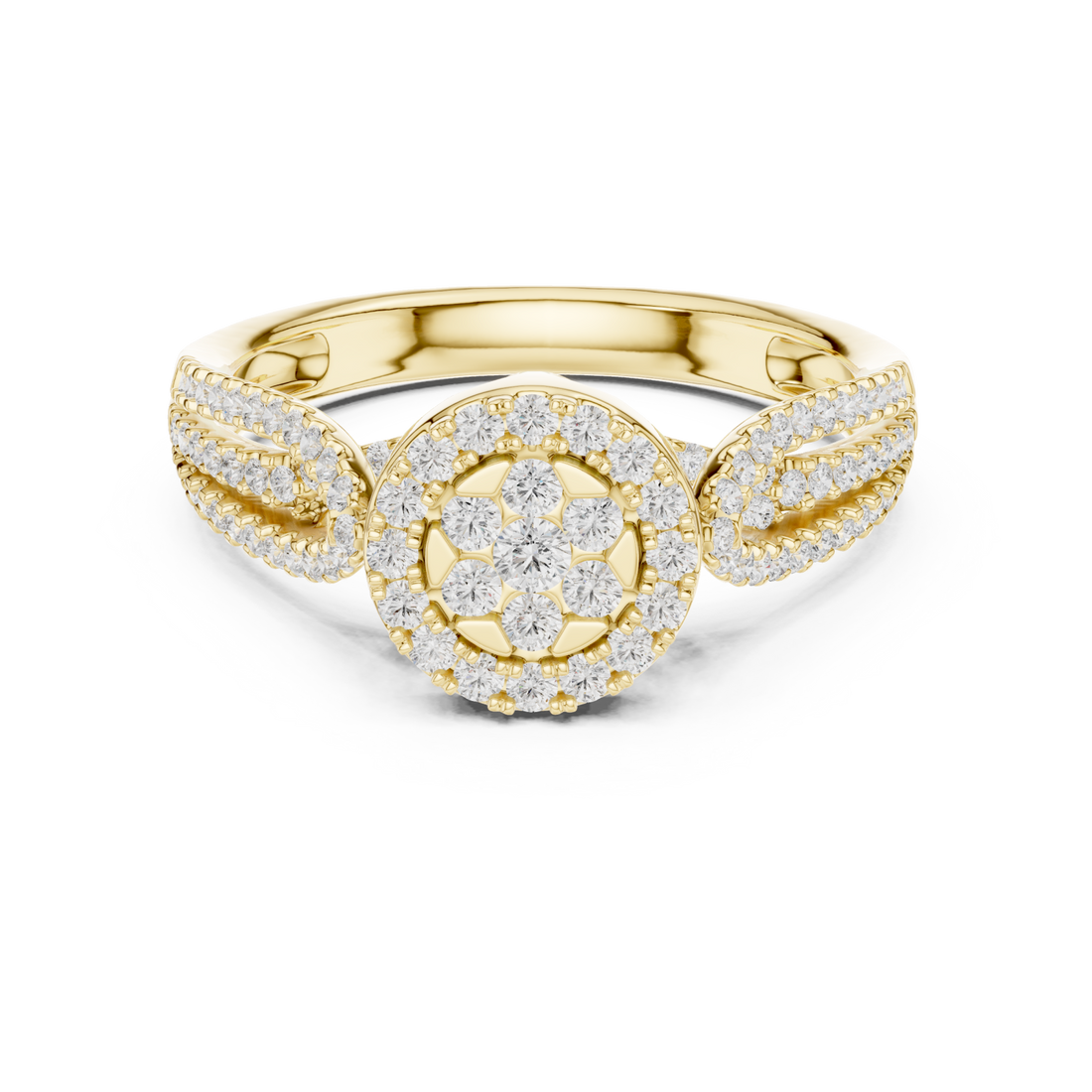 Gold Enchanting Blossom Halo Ring Right View
