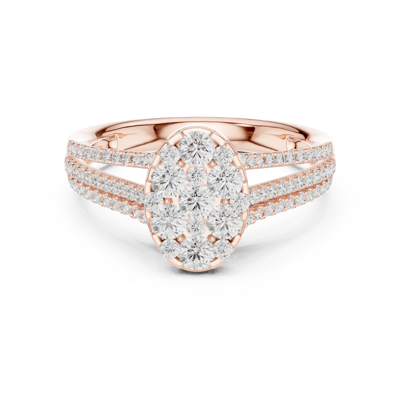  Rose Gold Celestial Halo Bloom Ring Front View