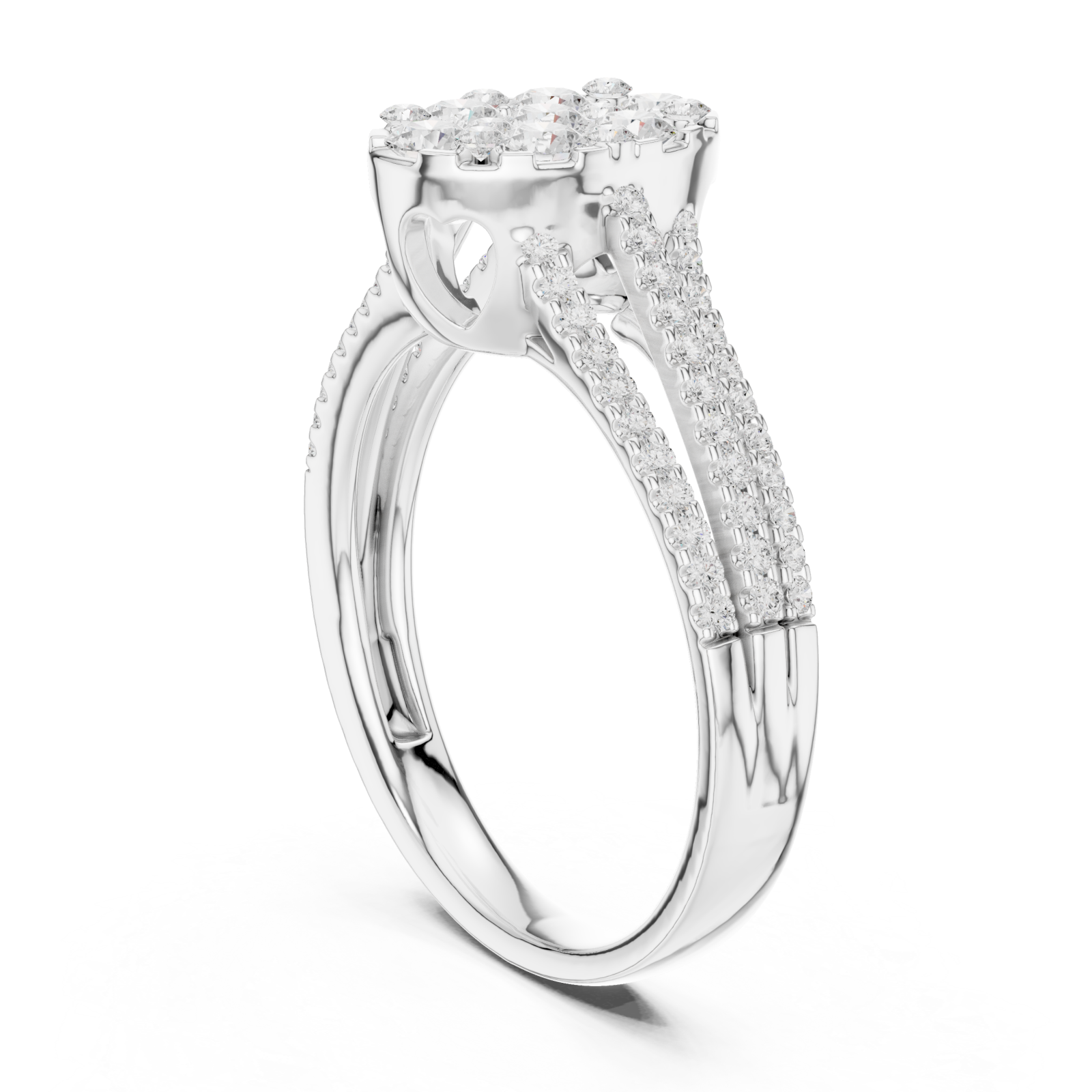  White Gold Celestial Halo Bloom Ring Left View
