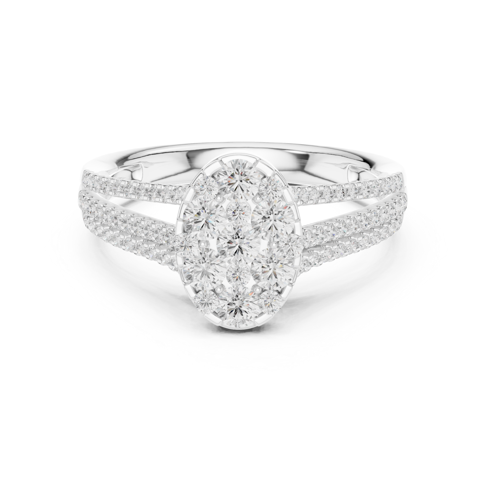  White Gold Celestial Halo Bloom Ring Front View