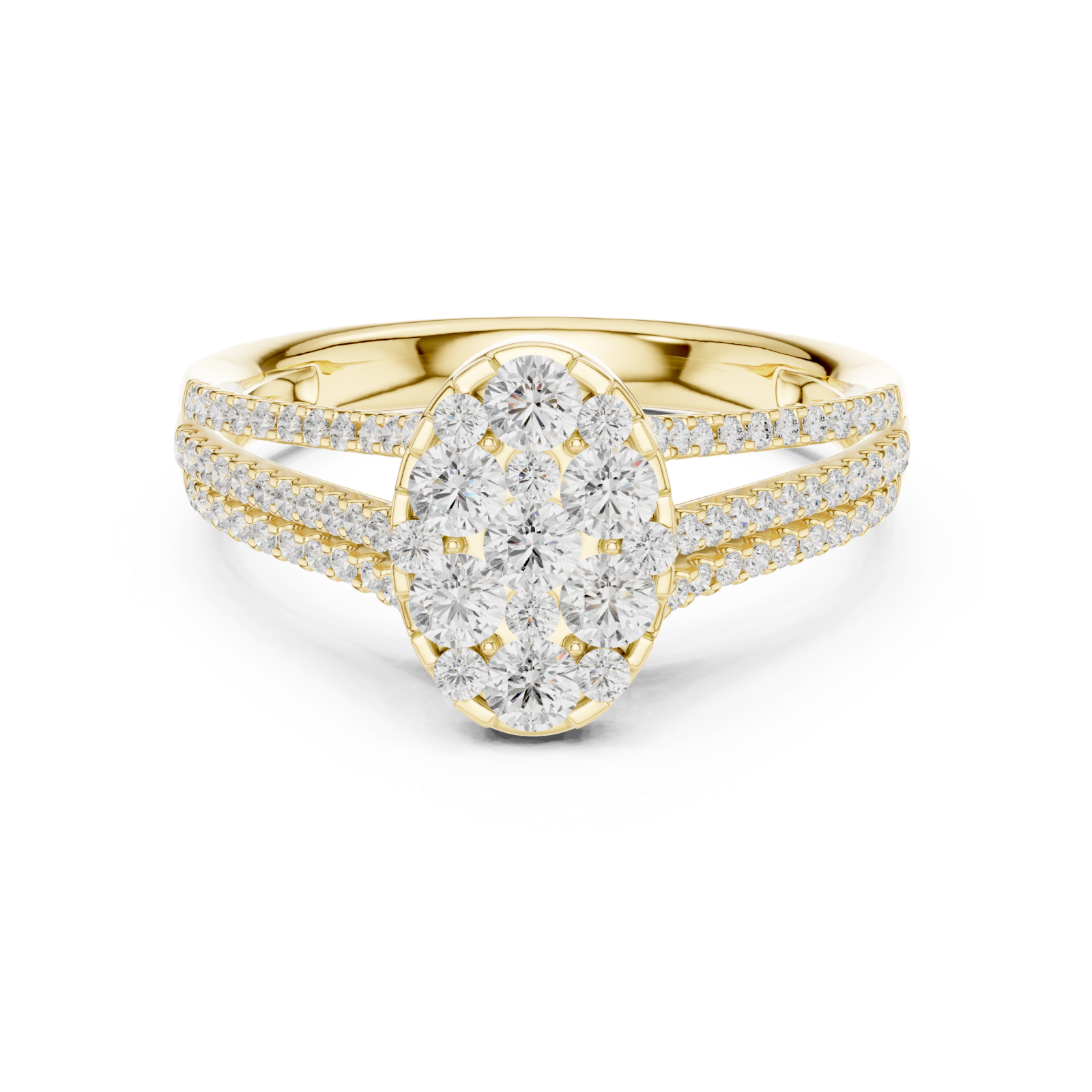  Gold Celestial Halo Bloom Ring Front View