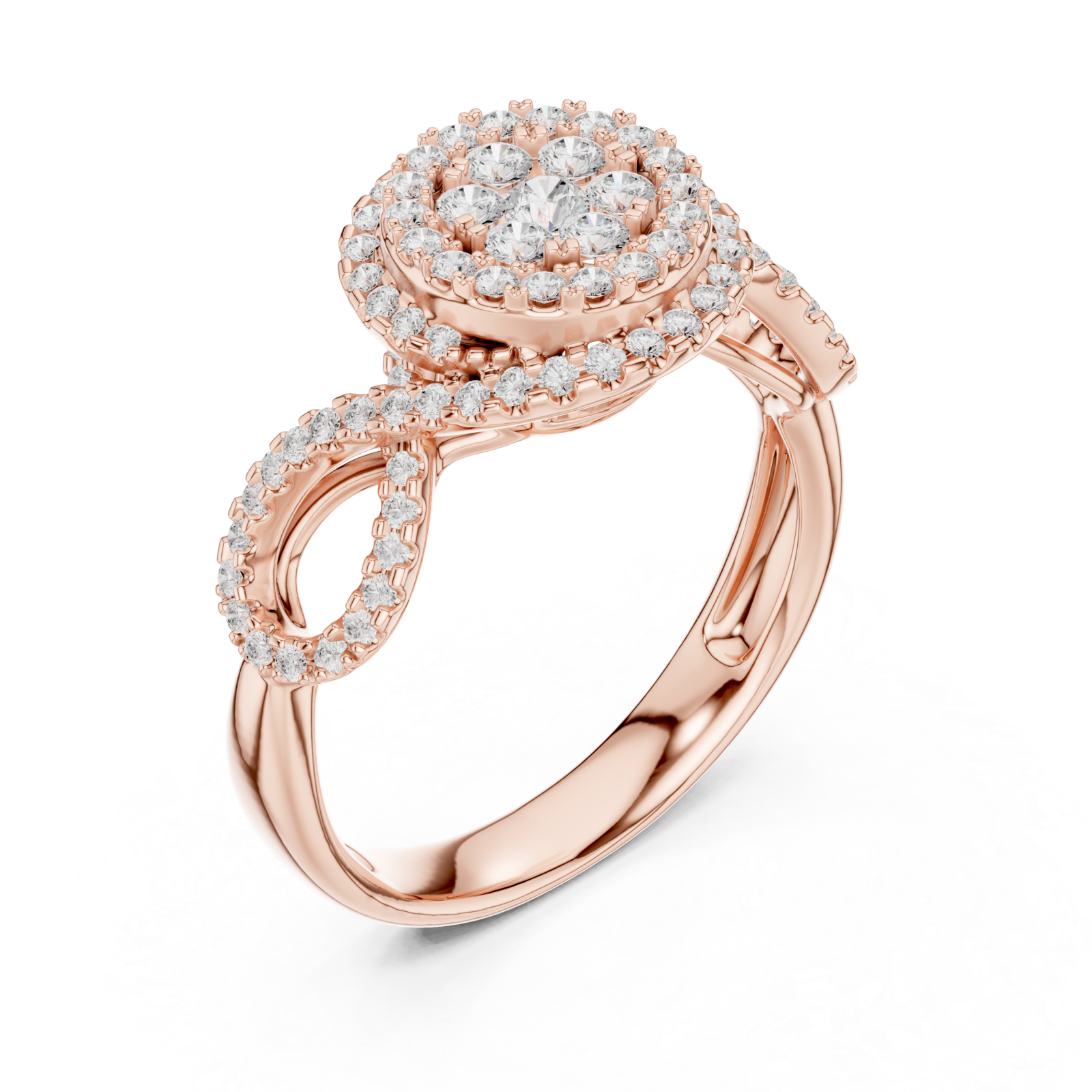  Rose Gold Whispering Blossom Halo Ring Right View