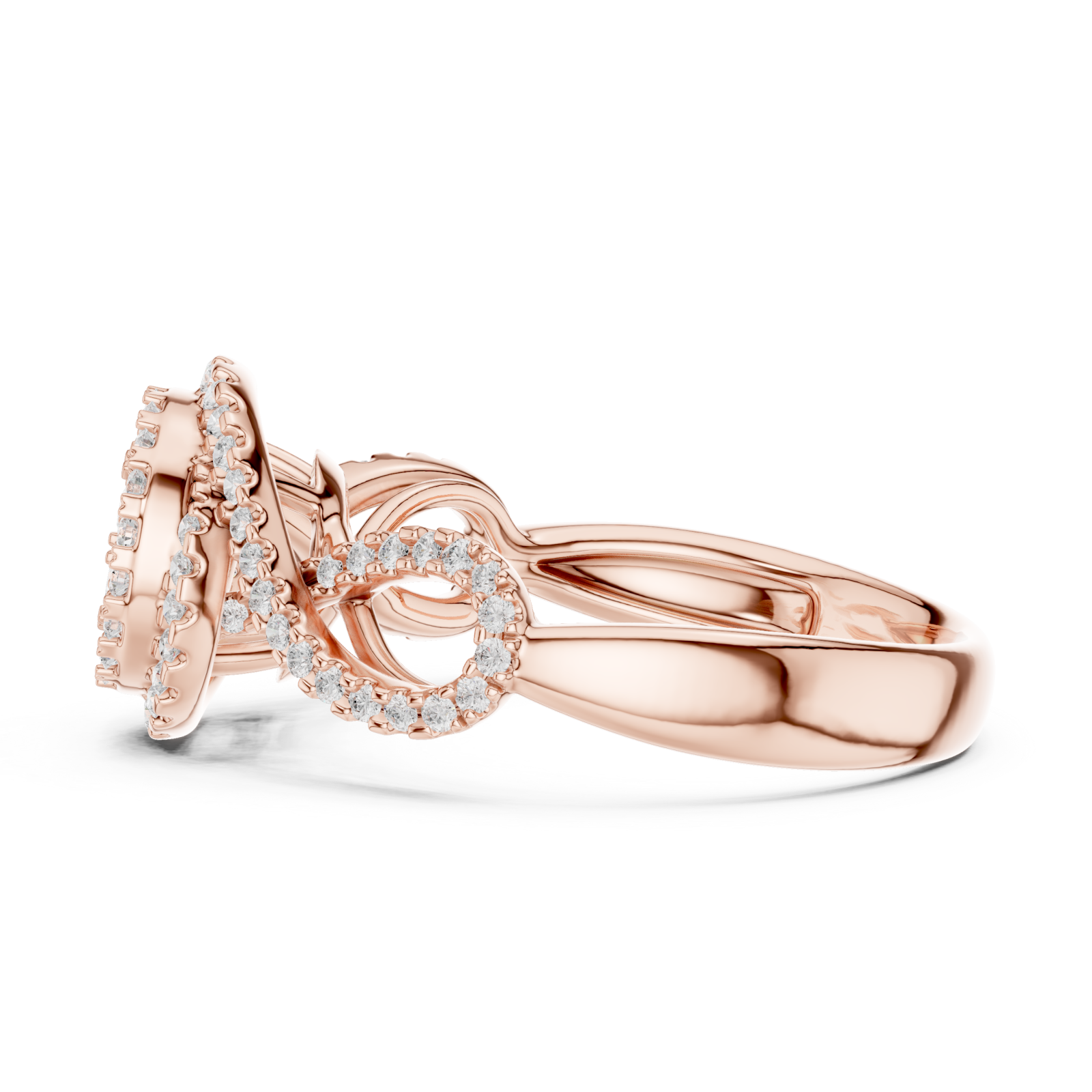  Rose Gold Whispering Blossom Halo Ring Side View