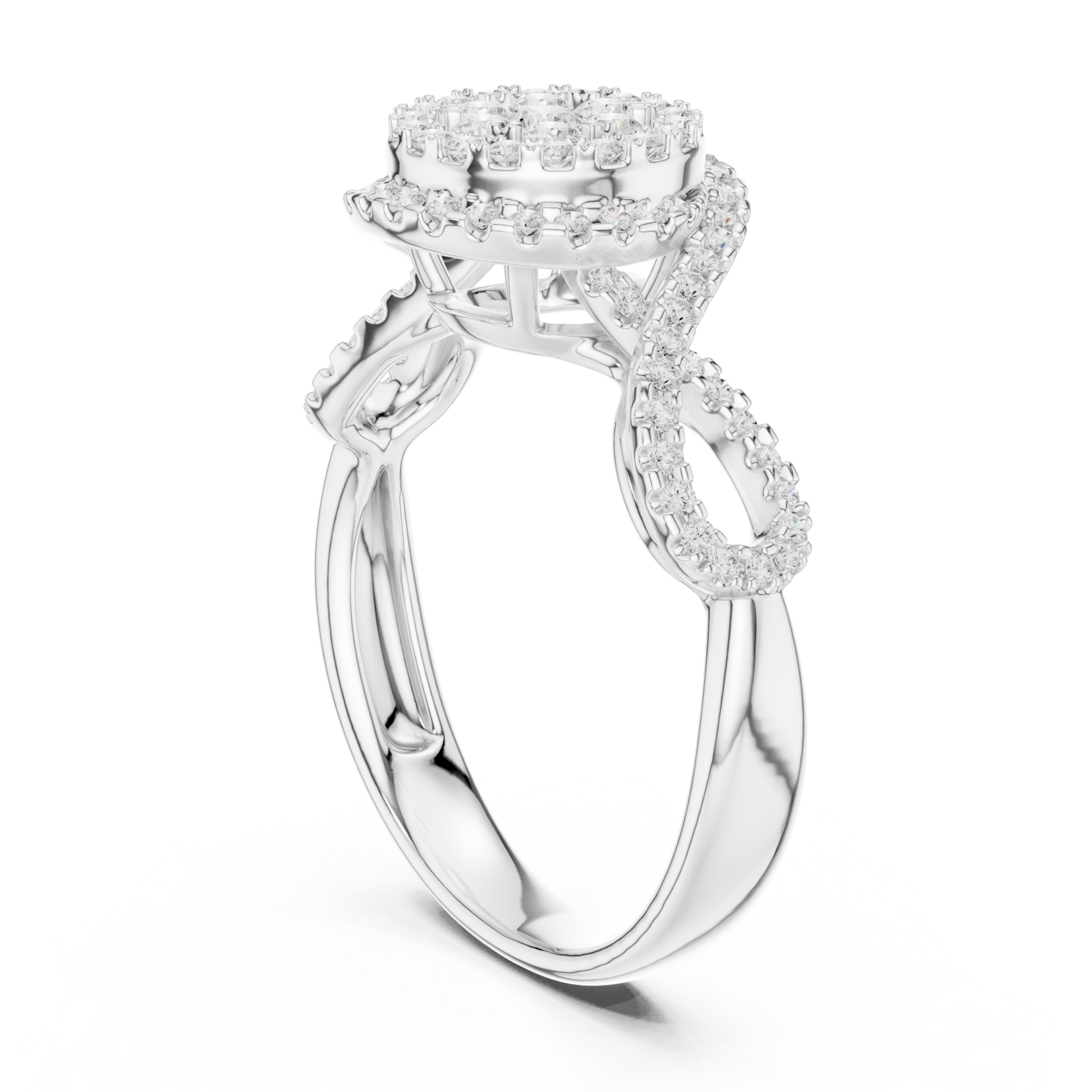  White Gold Whispering Blossom Halo Ring Left View