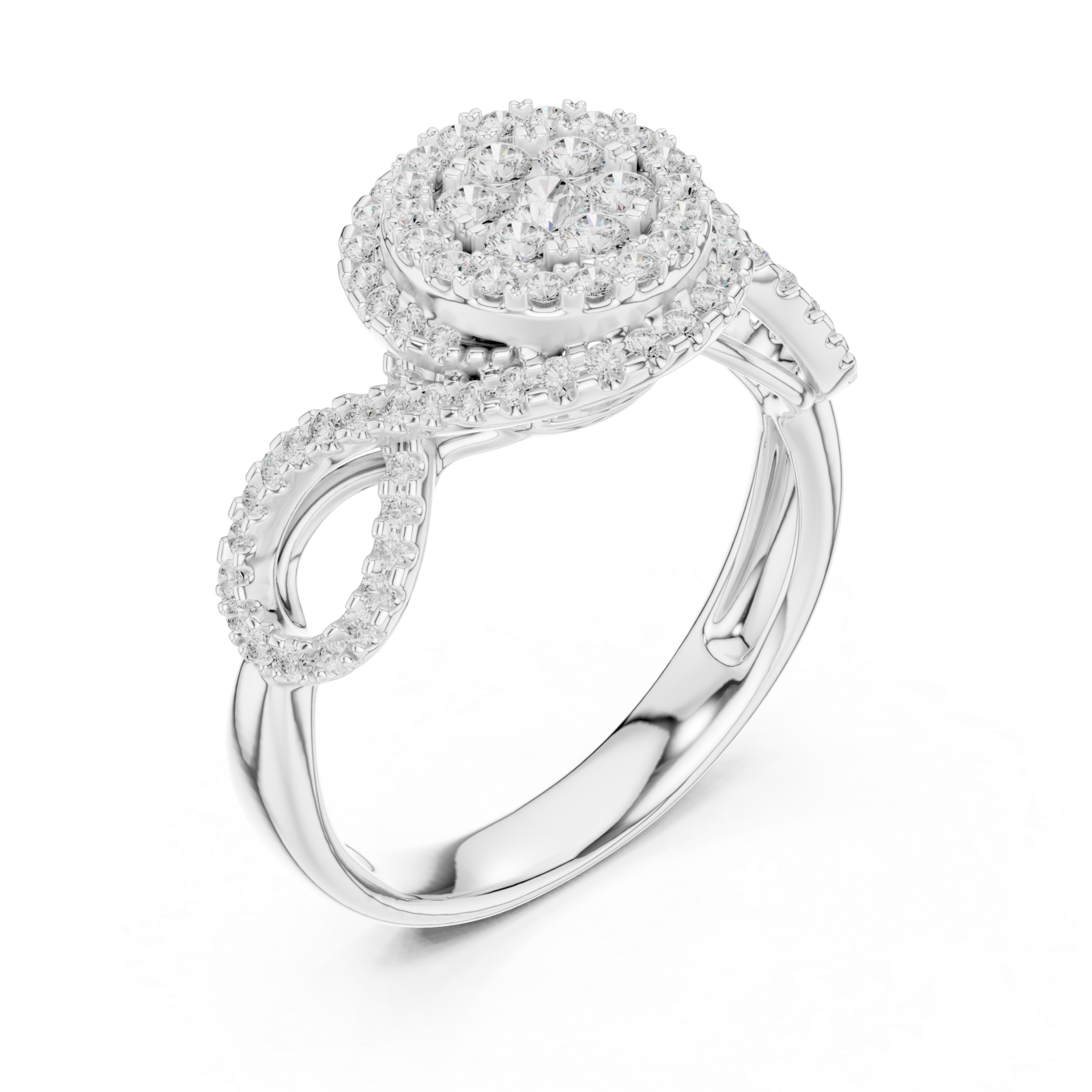  White Gold Whispering Blossom Halo Ring Right View