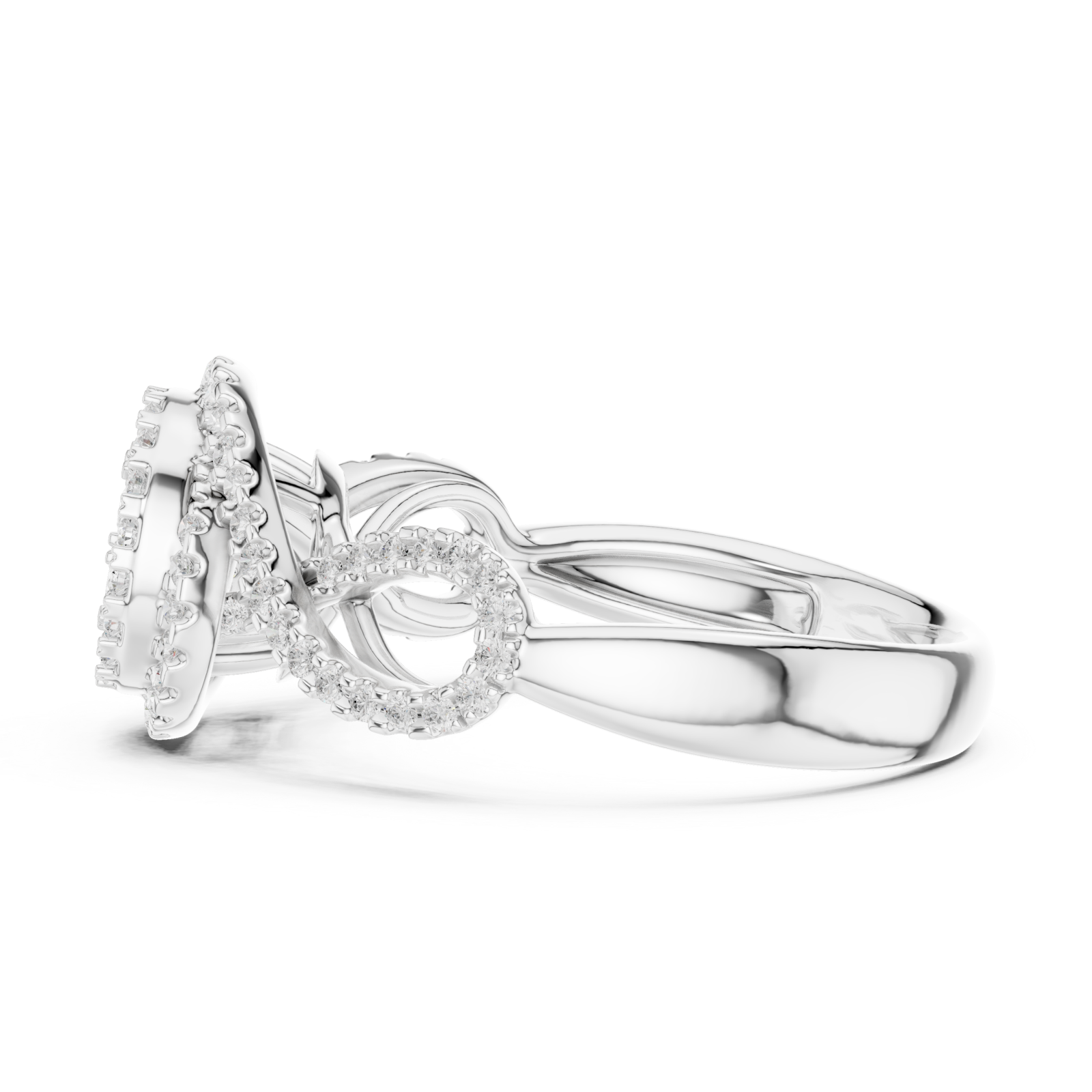  White Gold Whispering Blossom Halo Ring Side View