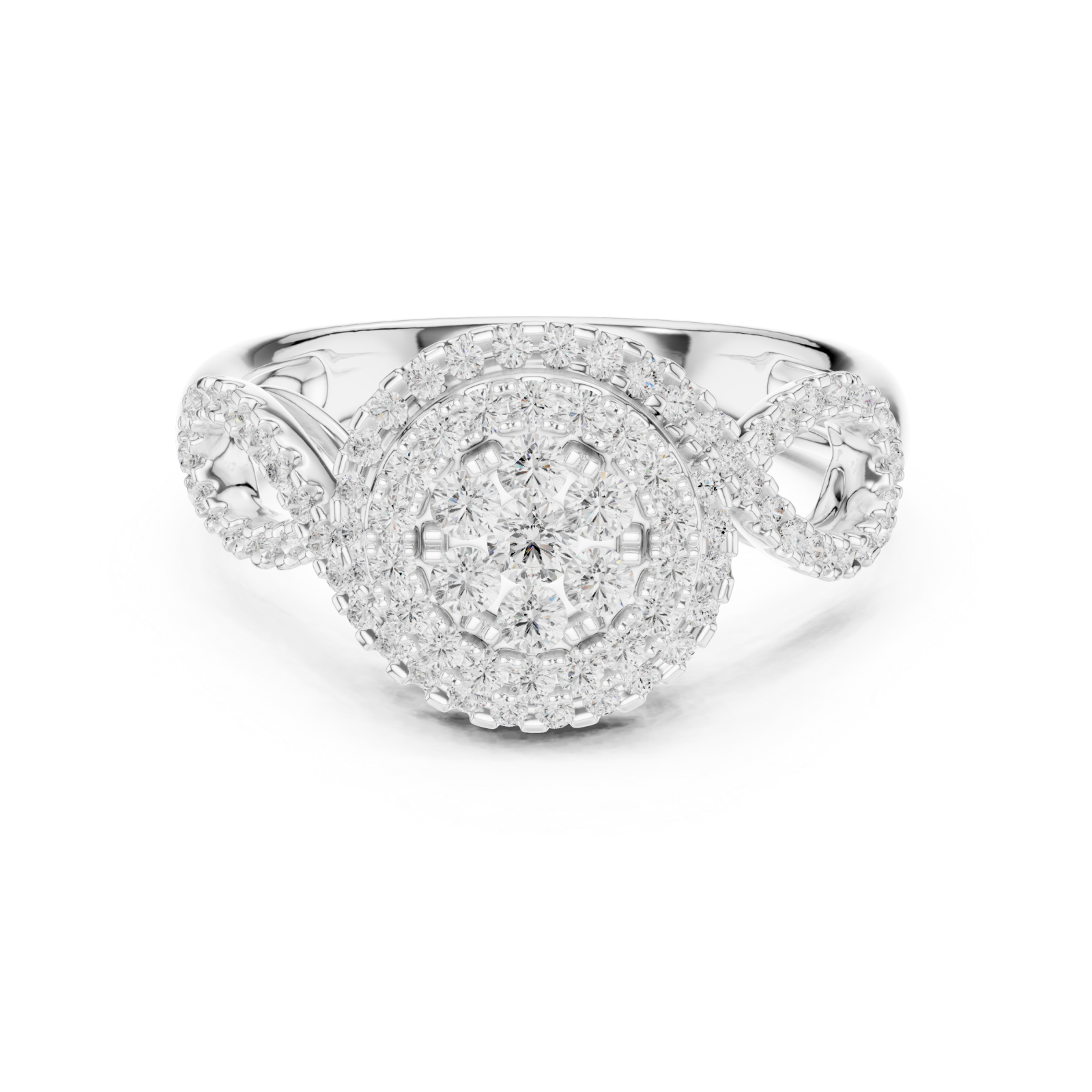  White Gold Whispering Blossom Halo Ring Front View