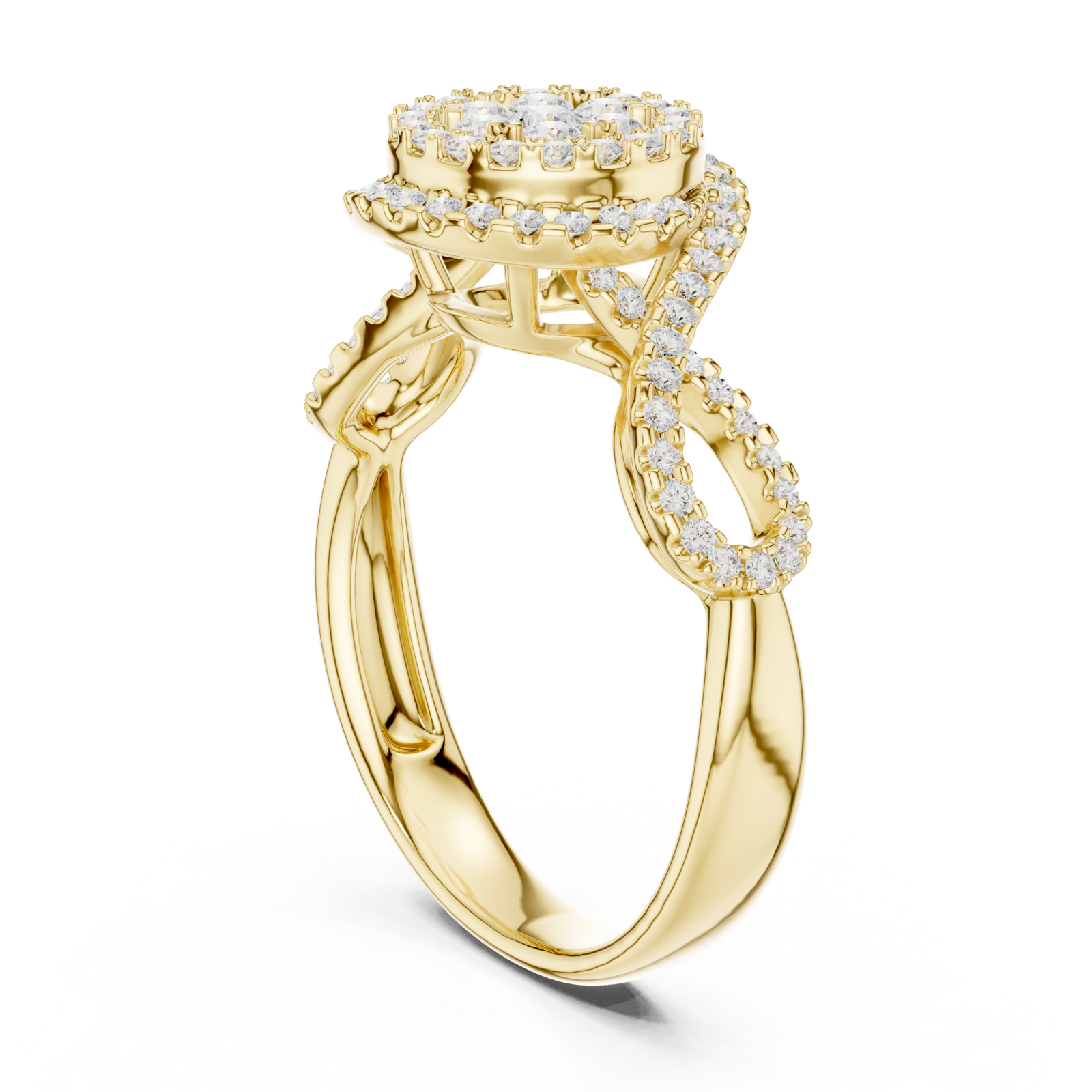  Gold Whispering Blossom Halo Ring Left View