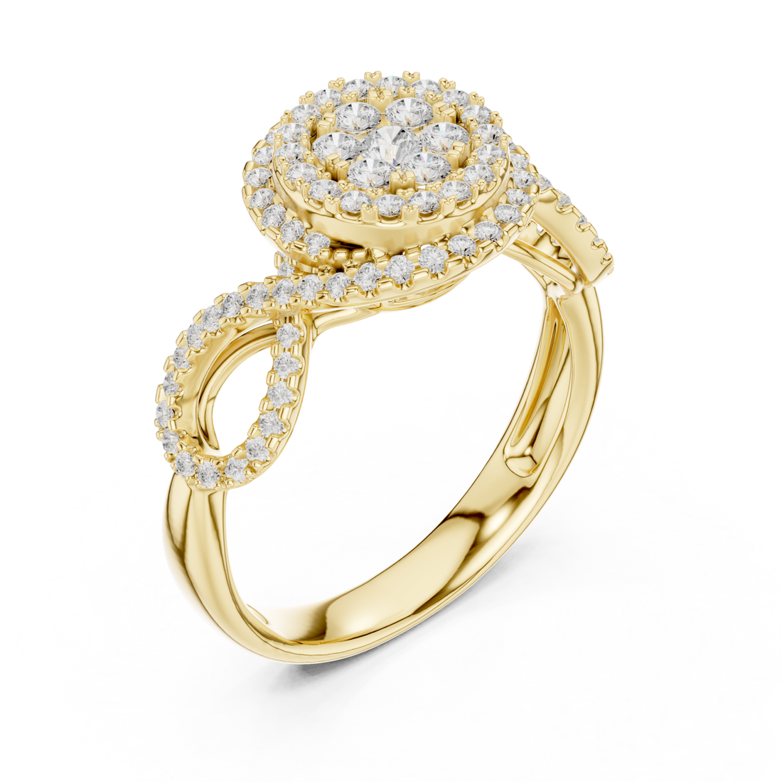 Gold Whispering Blossom Halo Ring Right View