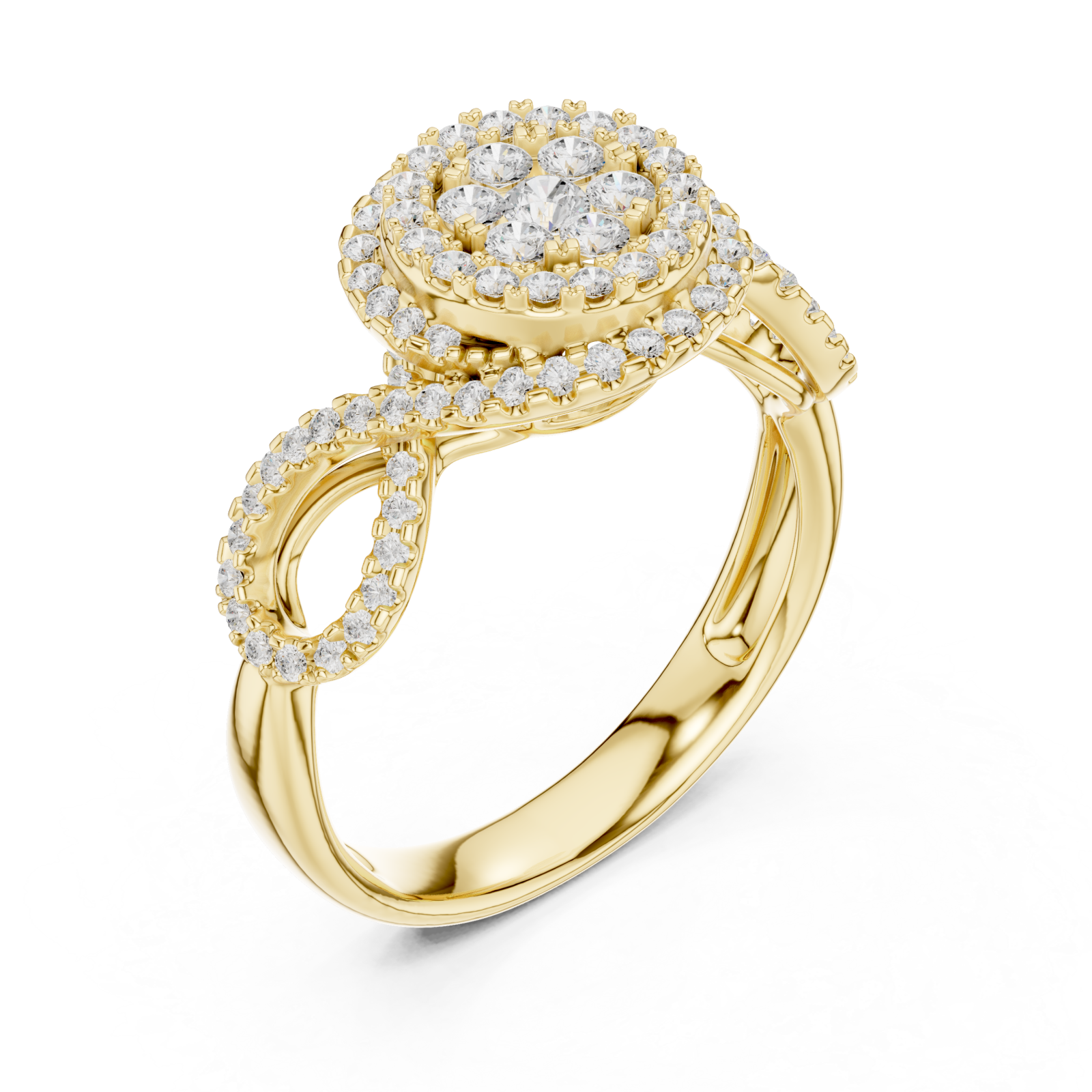 Gold Whispering Blossom Halo Ring Right View