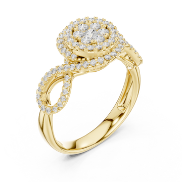 Gold Whispering Blossom Halo Ring Right View