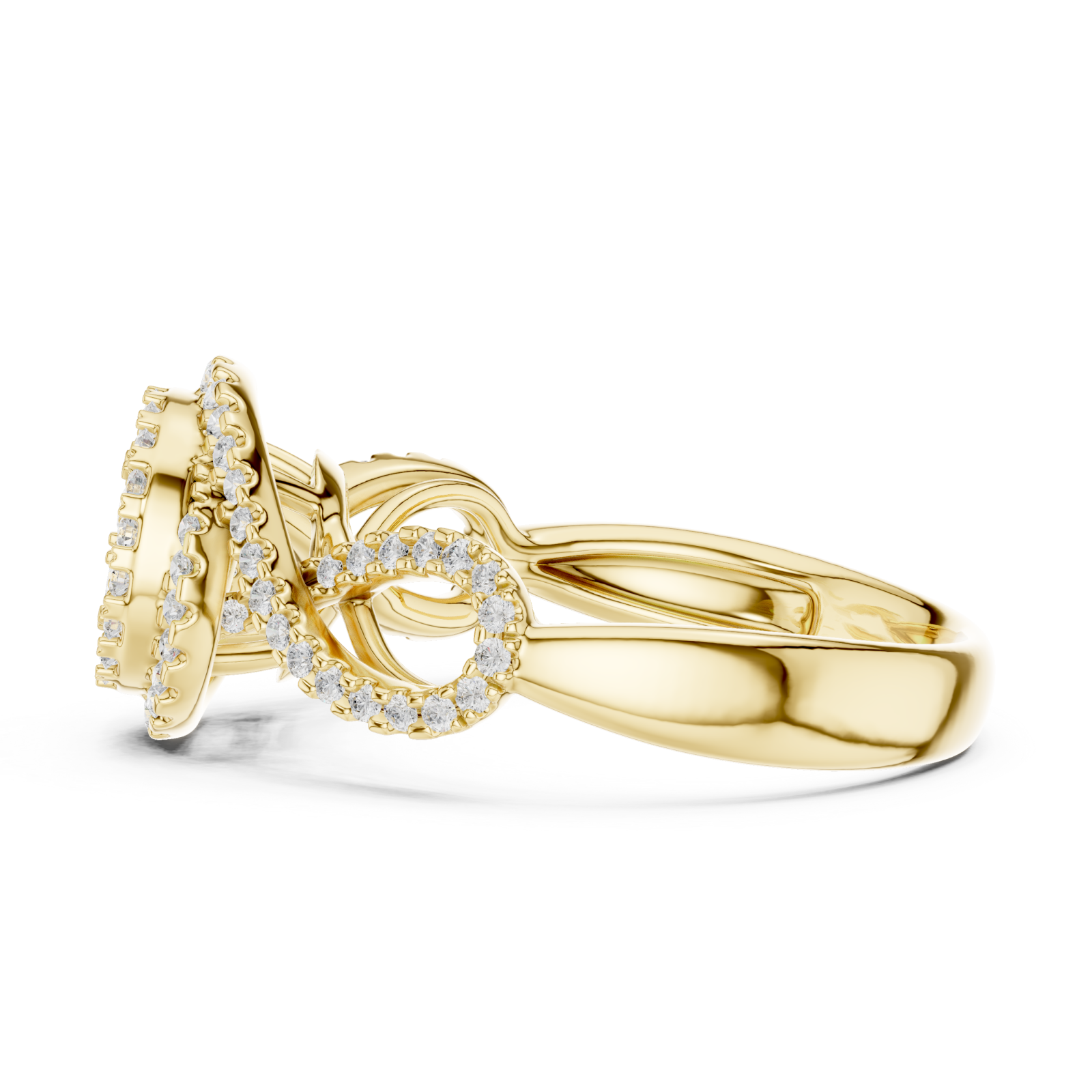  Gold Whispering Blossom Halo Ring Side View