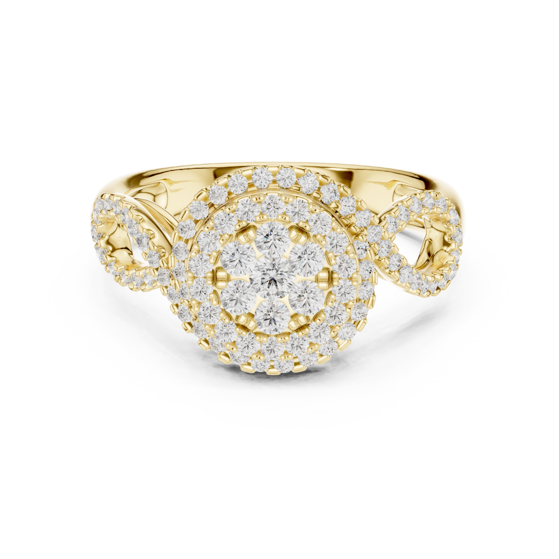 Gold Whispering Blossom Halo Ring Right View